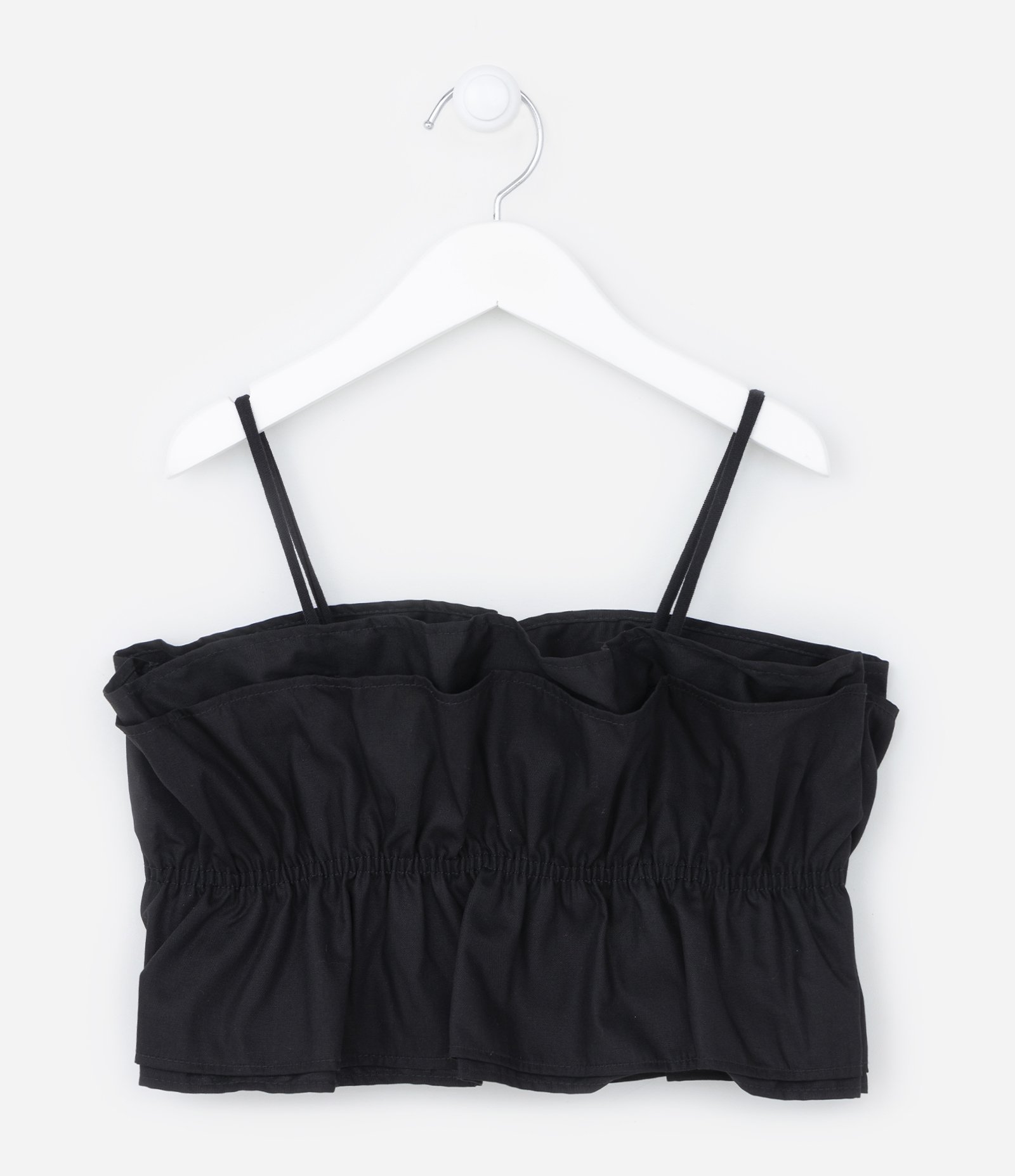 Top Regata Infantil com Babadinhos - Tam 5 a 14 anos Preto 1