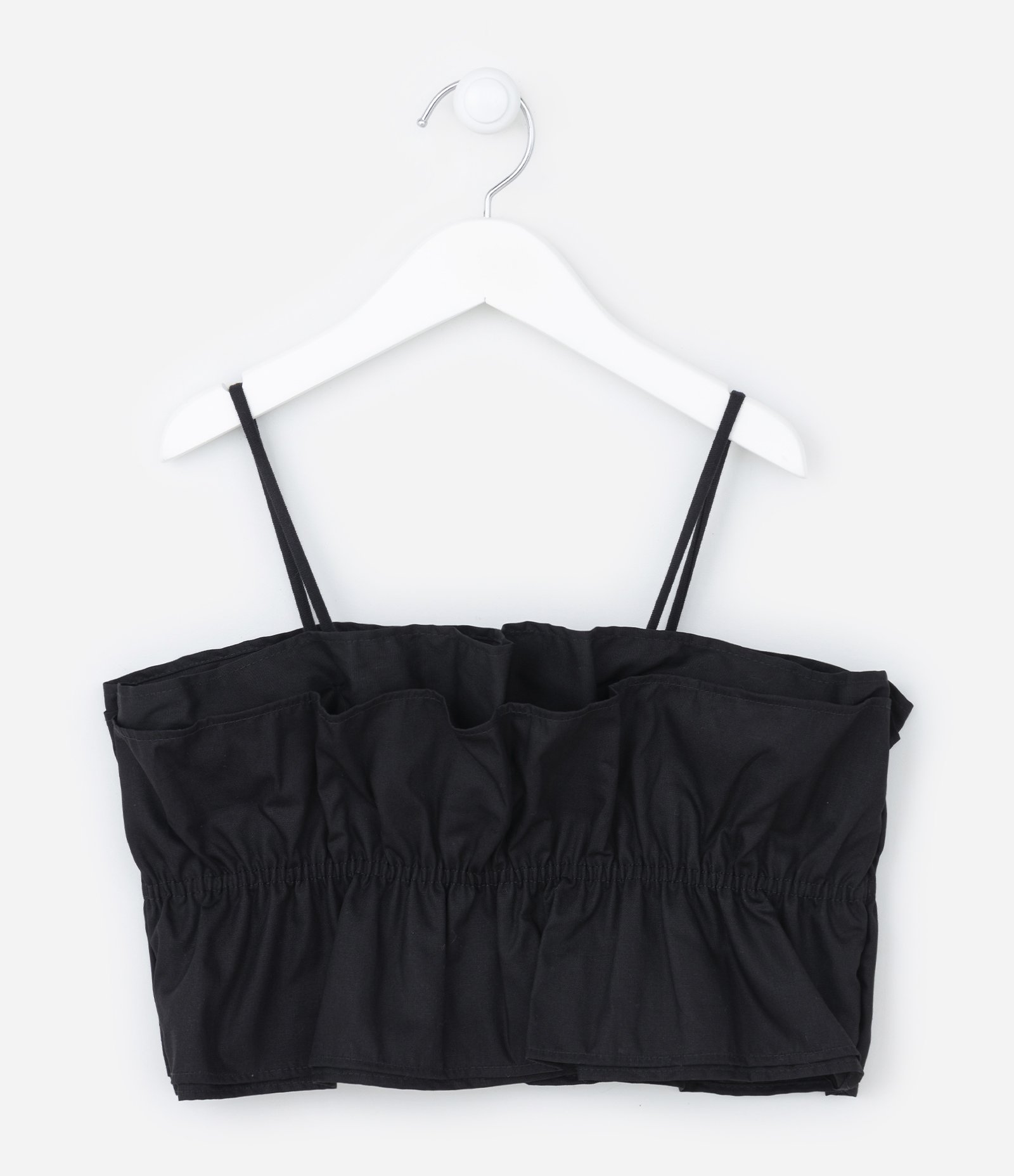 Top Regata Infantil com Babadinhos - Tam 5 a 14 anos Preto 2