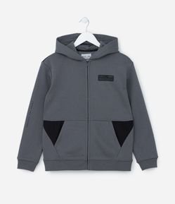 Jaqueta Infantil em Moletom com Recortes - Tam 5 a 14 Anos