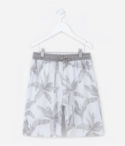 Bermuda Infantil em Microfibra com Estampa Coqueiro - Tam 5 a 14 Anos