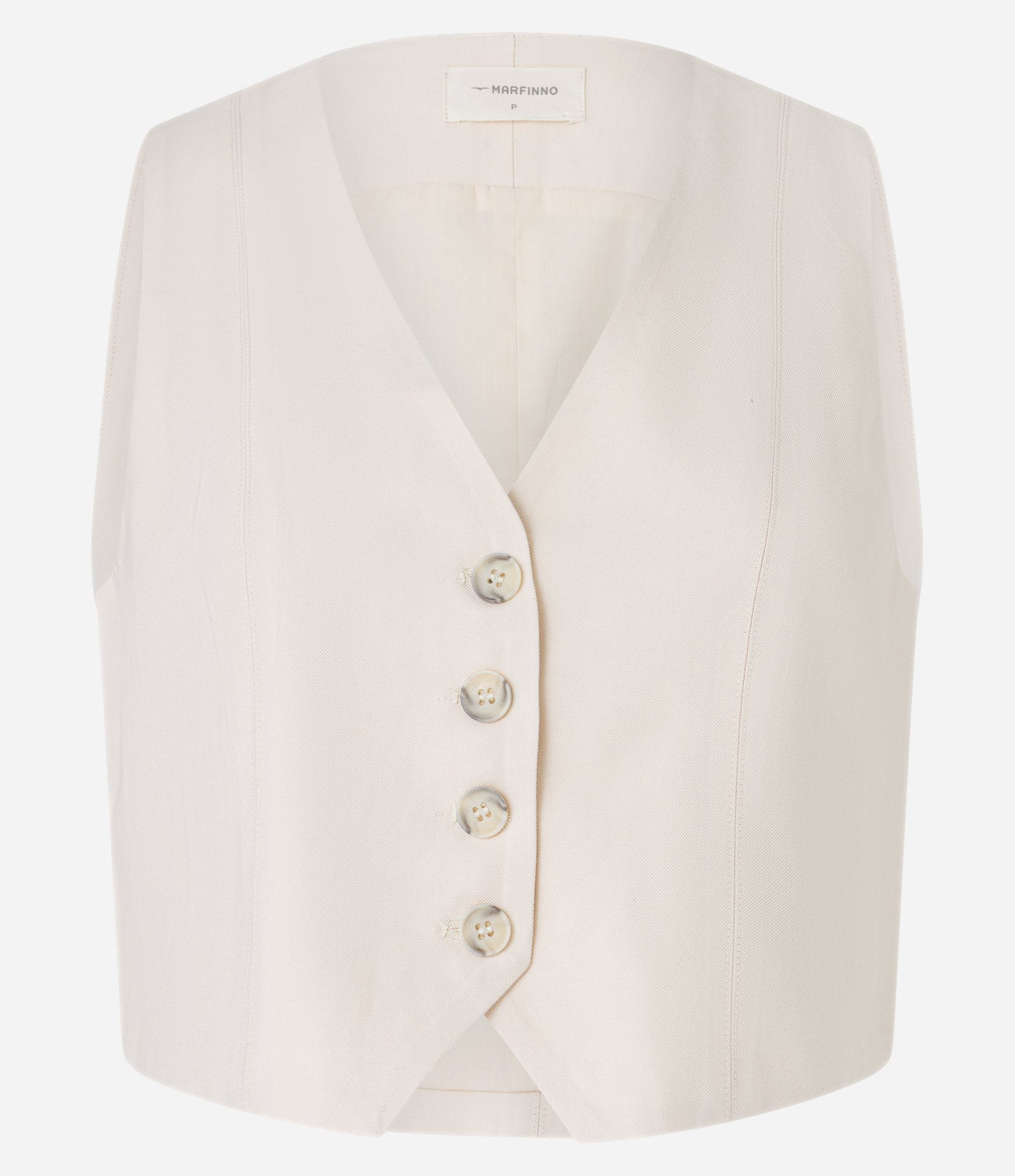 Colete em Alfaiataria com Decote em V e Abotoamento Bege 6