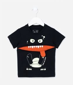 Camiseta Infantil com Estampa Monstrinho - Tam 1 a 5 Anos