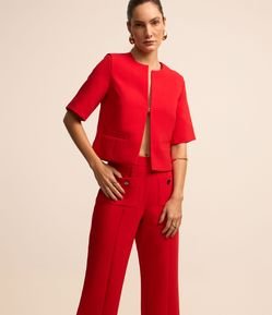 Calça Reta em Alfaiataria com Bolsos Frontais