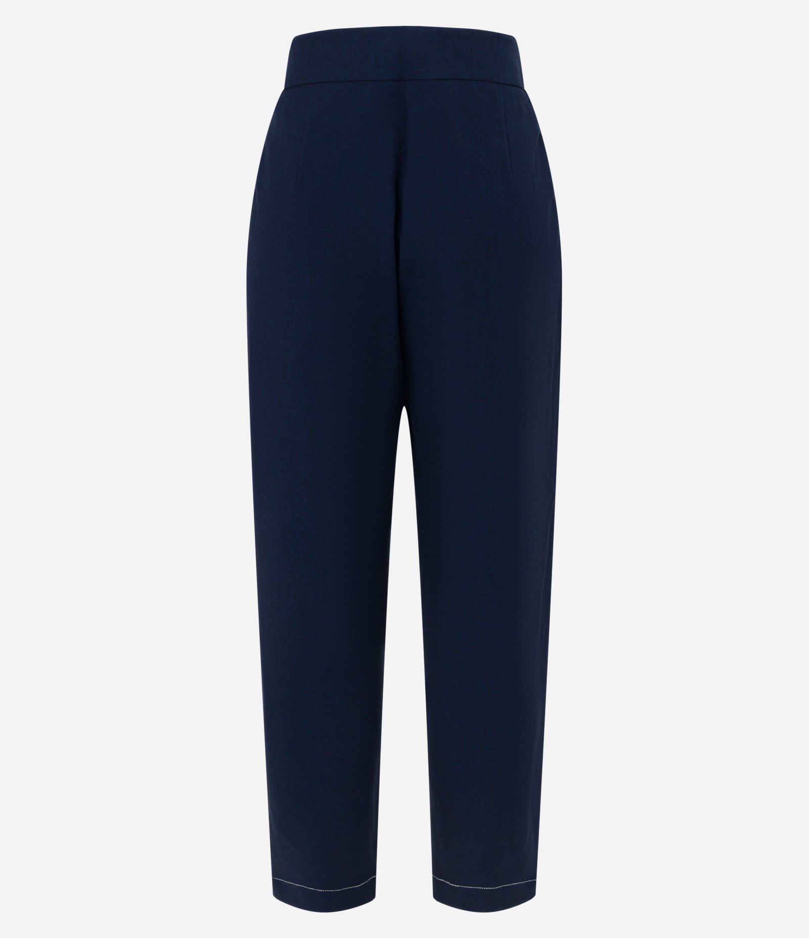 Calça Cenoura Alfaiatada Cintura Alta com Recorte Pespontado Azul 6