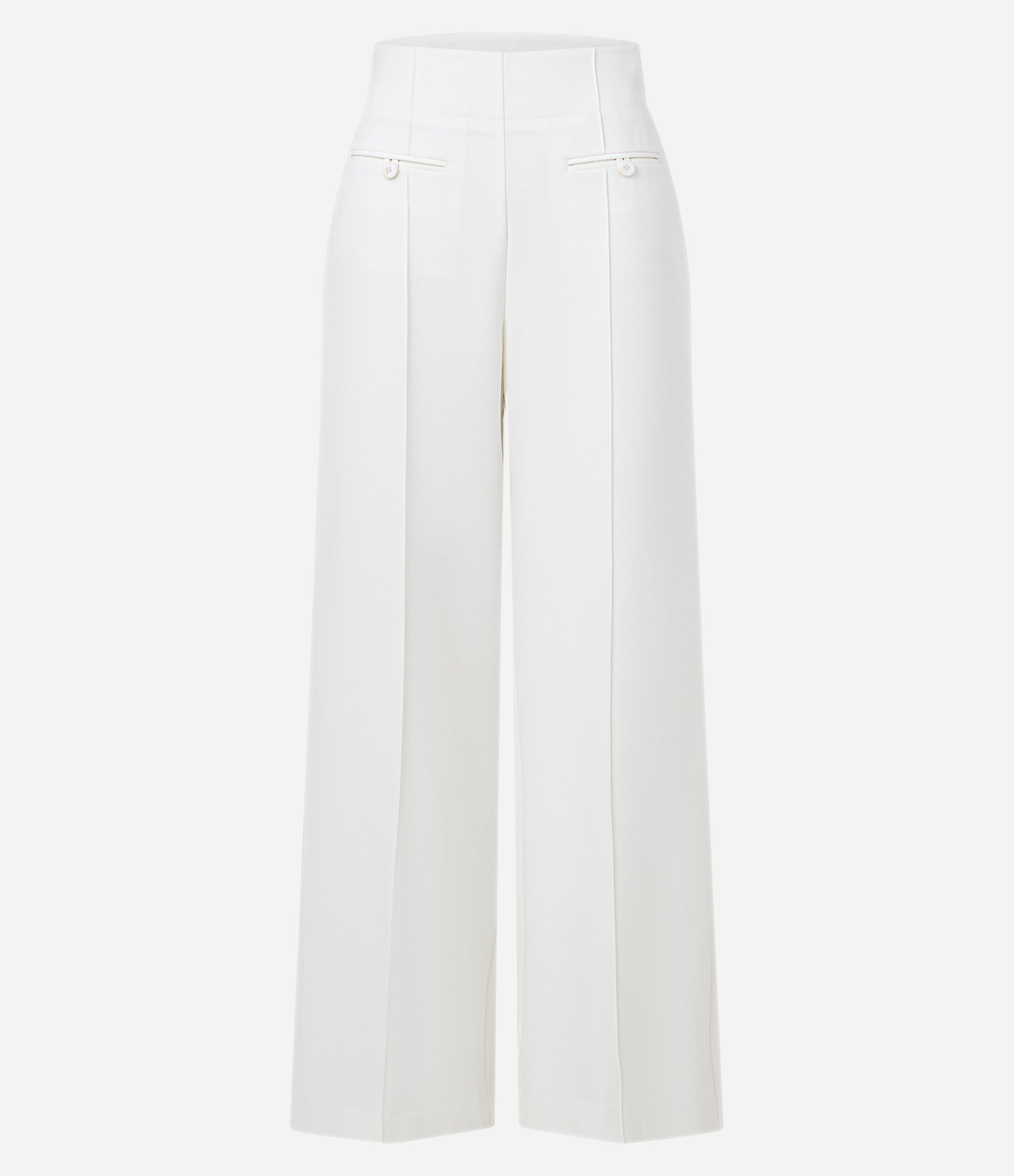 Calça Wide Leg Alfaiatada Cintura Alta com Frisos Branco 5