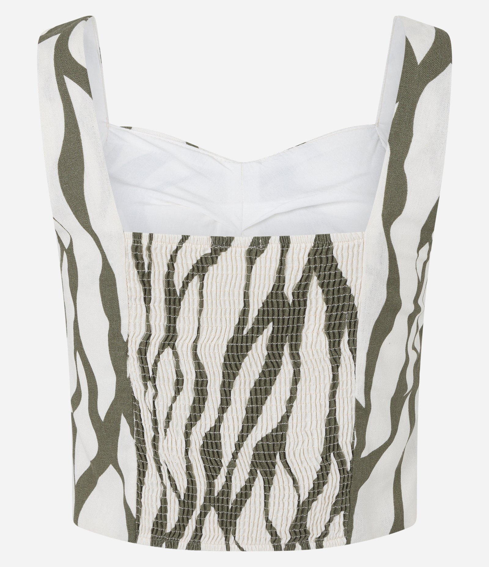 Blusa Cropped em Viscolinho com Lastex nas Costas Off White 6