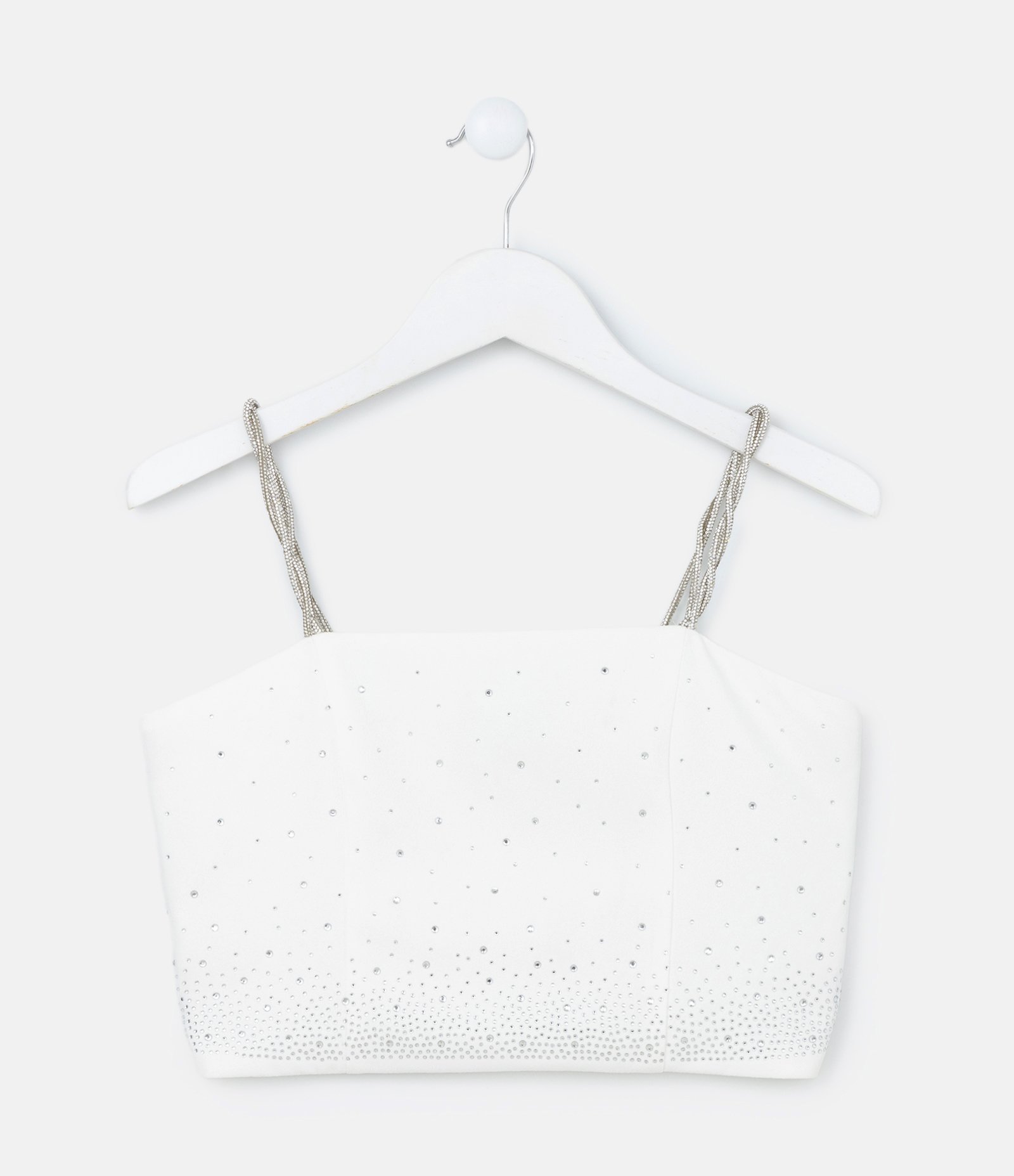 Blusa Cropped em Crepe com Brilhos - Tam 5 a 14 Anos Branco Neve 1
