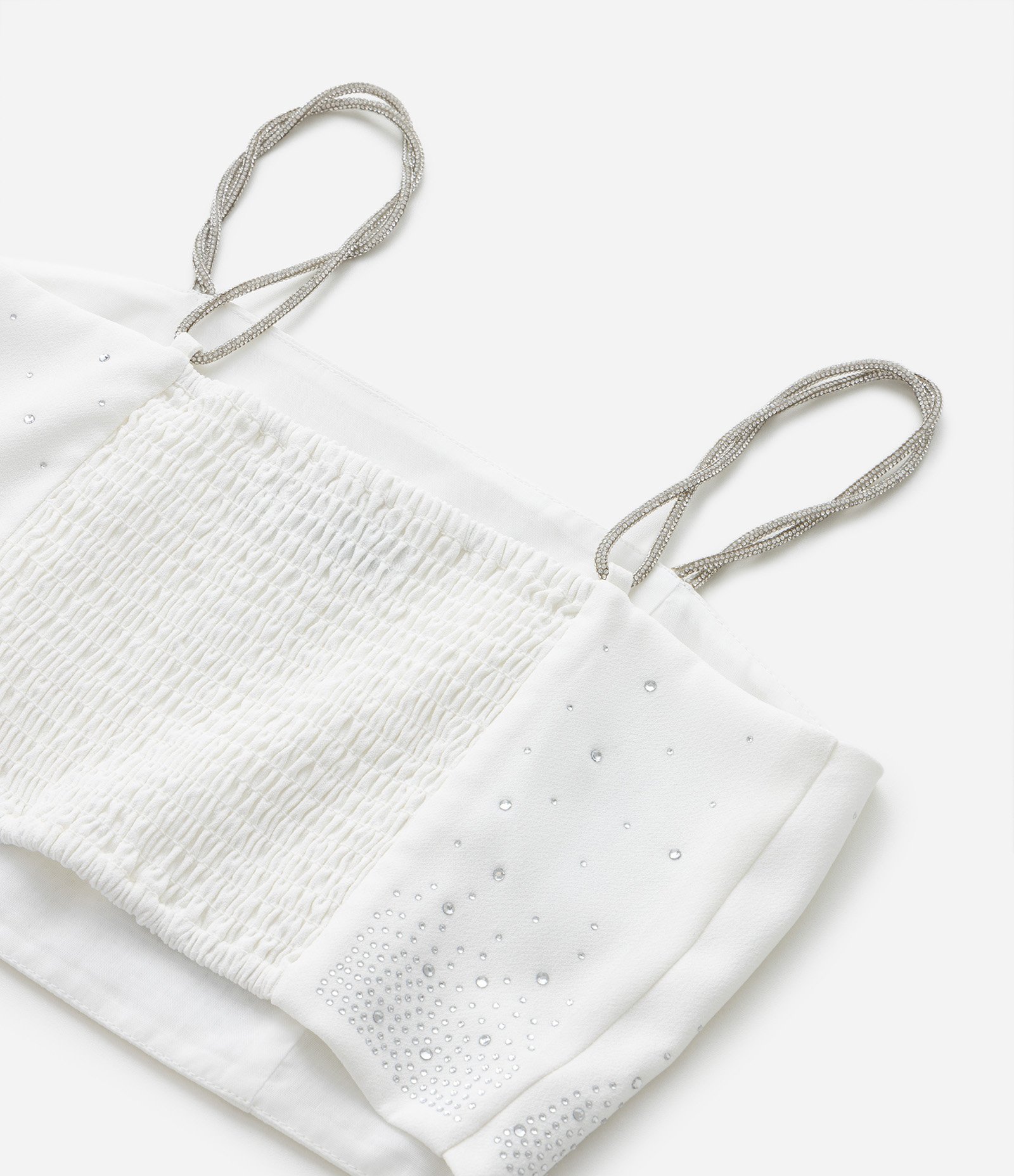 Blusa Cropped em Crepe com Brilhos - Tam 5 a 14 Anos Branco Neve 4
