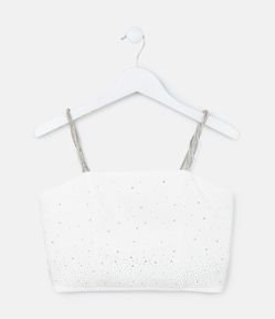Blusa Cropped em Crepe com Brilhos - Tam 5 a 14 Anos