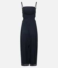 Vestido Midi Texturizado de Tela e Aberturas Laterais