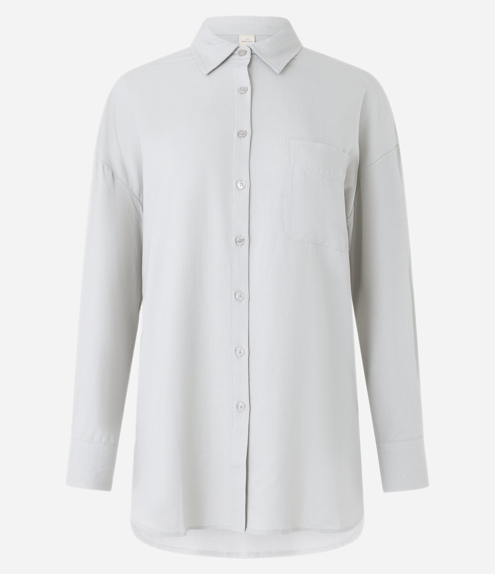 Camisa Alongada em Viscolinho com Abotoamento Cinza 5