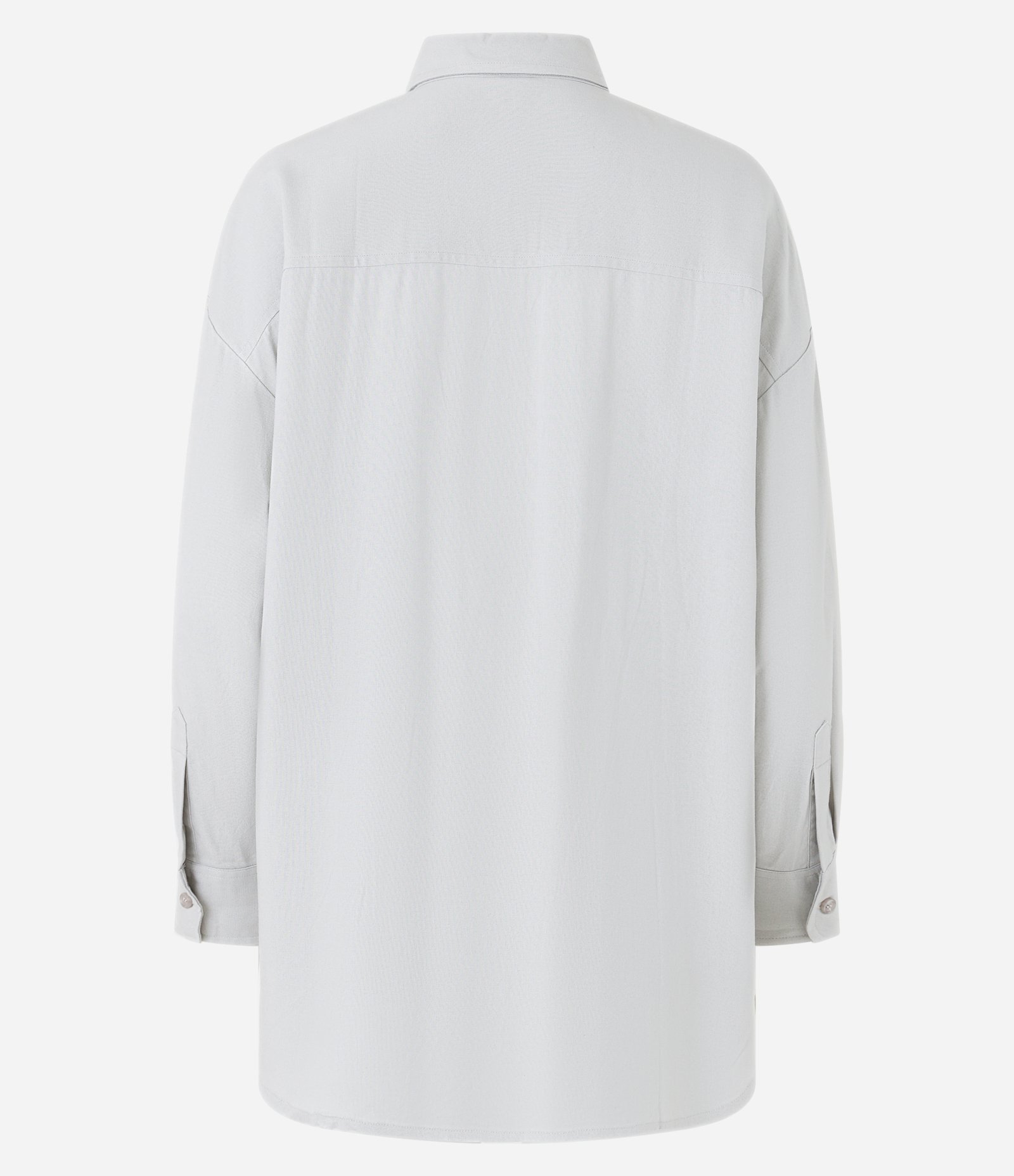 Camisa Alongada em Viscolinho com Abotoamento Cinza 6