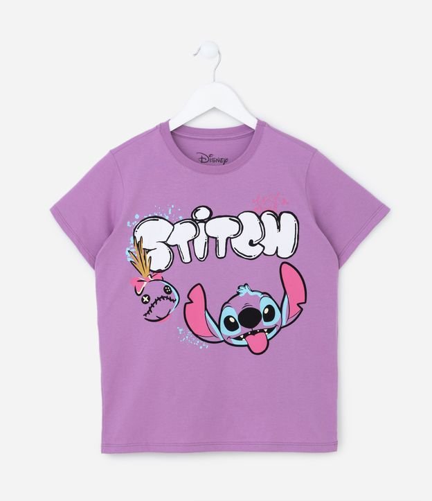 Camiseta Infantil em Algodão Estampa Stitch - Tam 5 a 14 anos