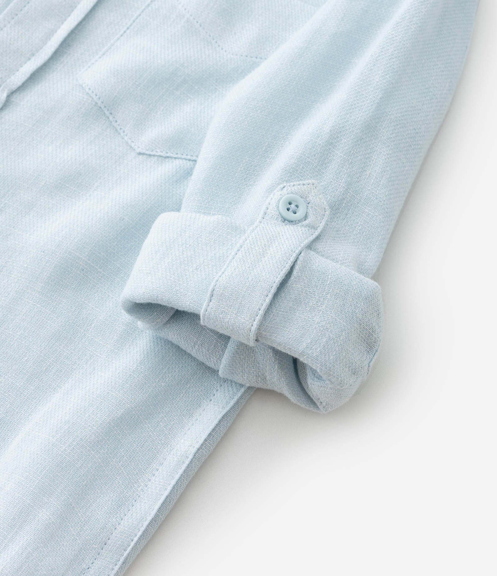 Camisa Infantil em Linho com Gola Padre e Bolso -Tam 1 a 4 Anos Azul 4