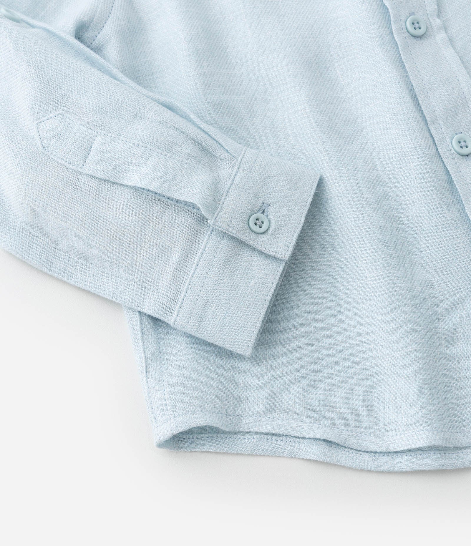 Camisa Infantil em Linho com Gola Padre e Bolso -Tam 1 a 4 Anos Azul 5