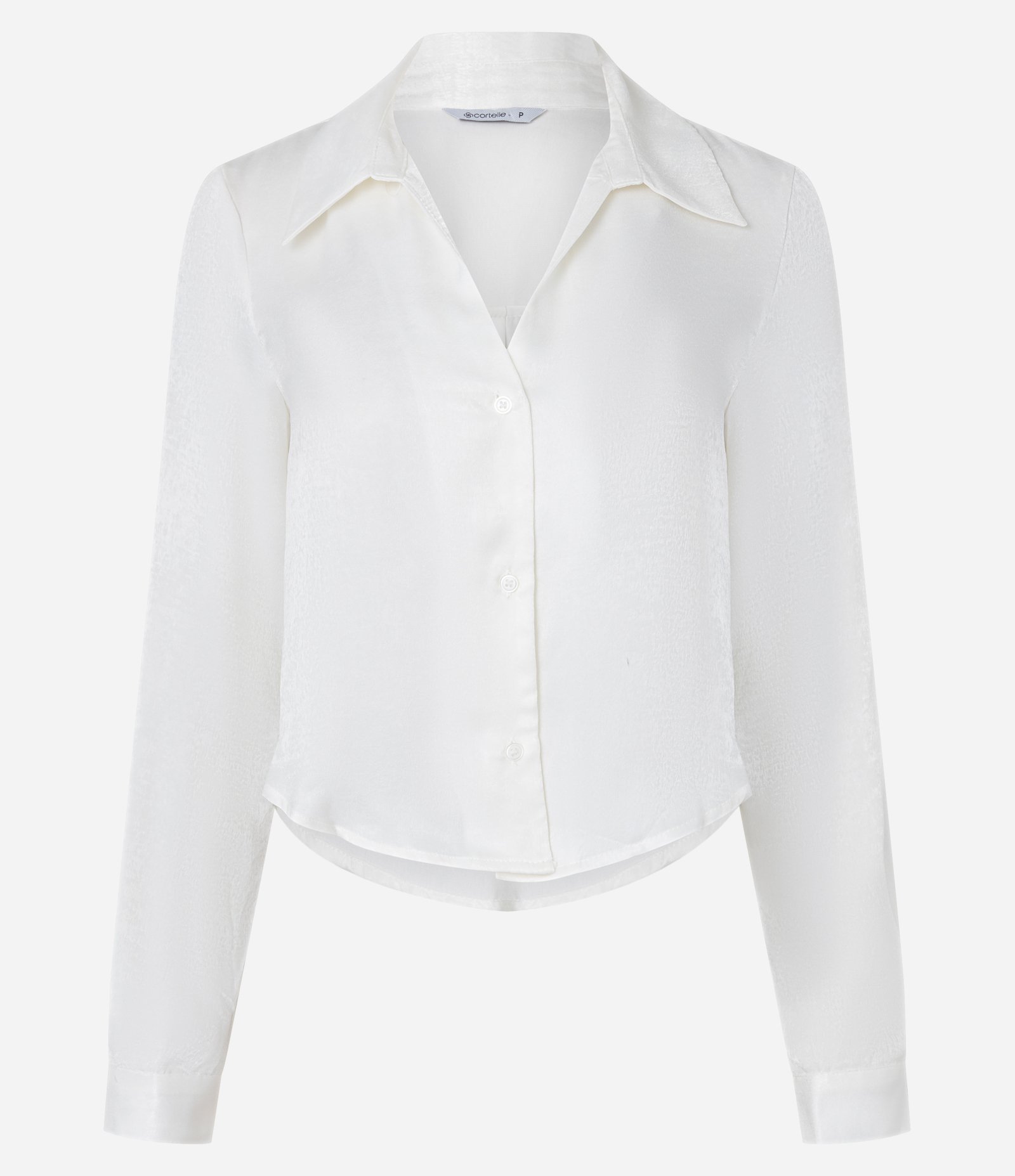Camisa em Tecido Acetinado com Texturas Branco 5