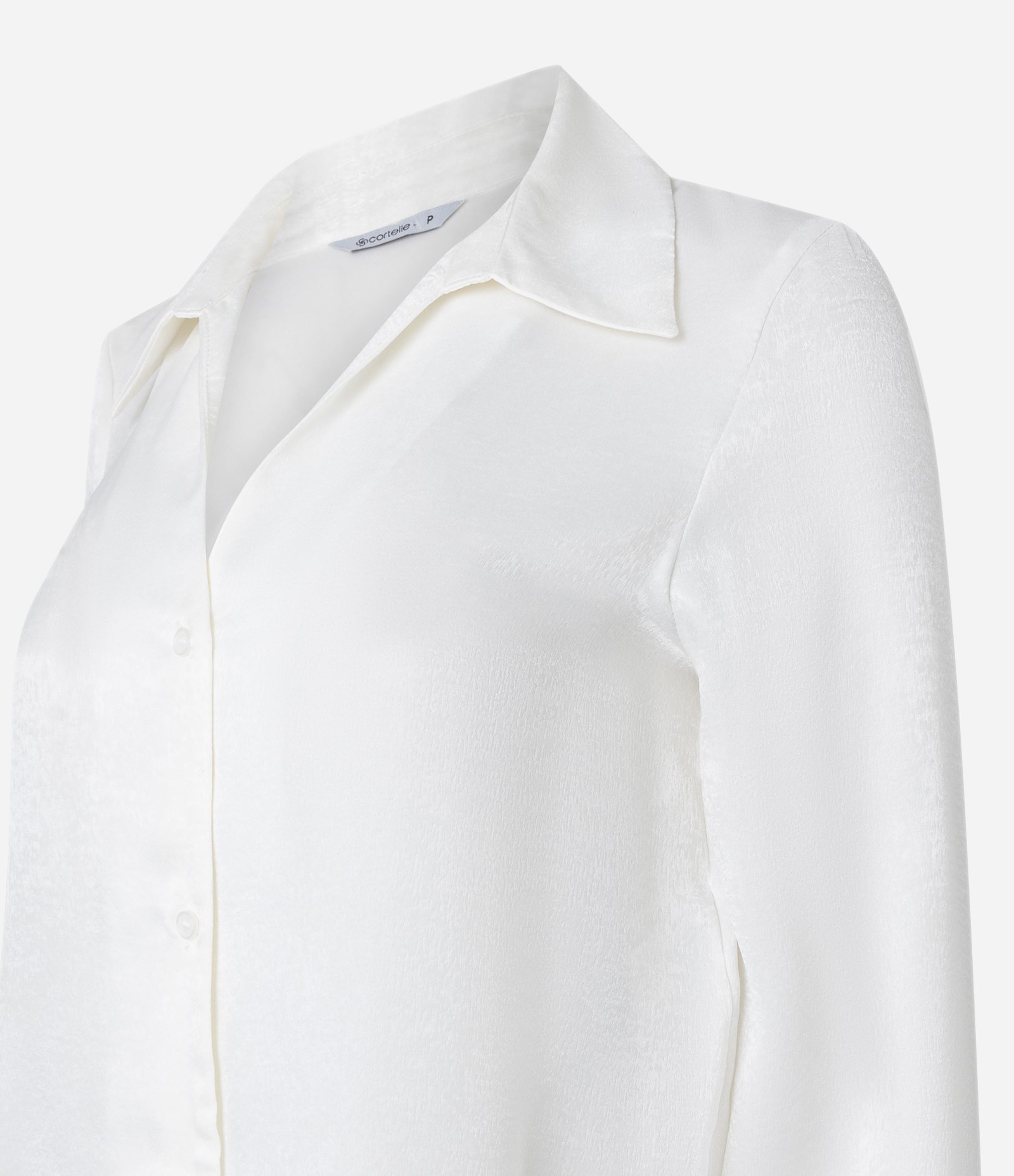 Camisa em Tecido Acetinado com Texturas Branco 6
