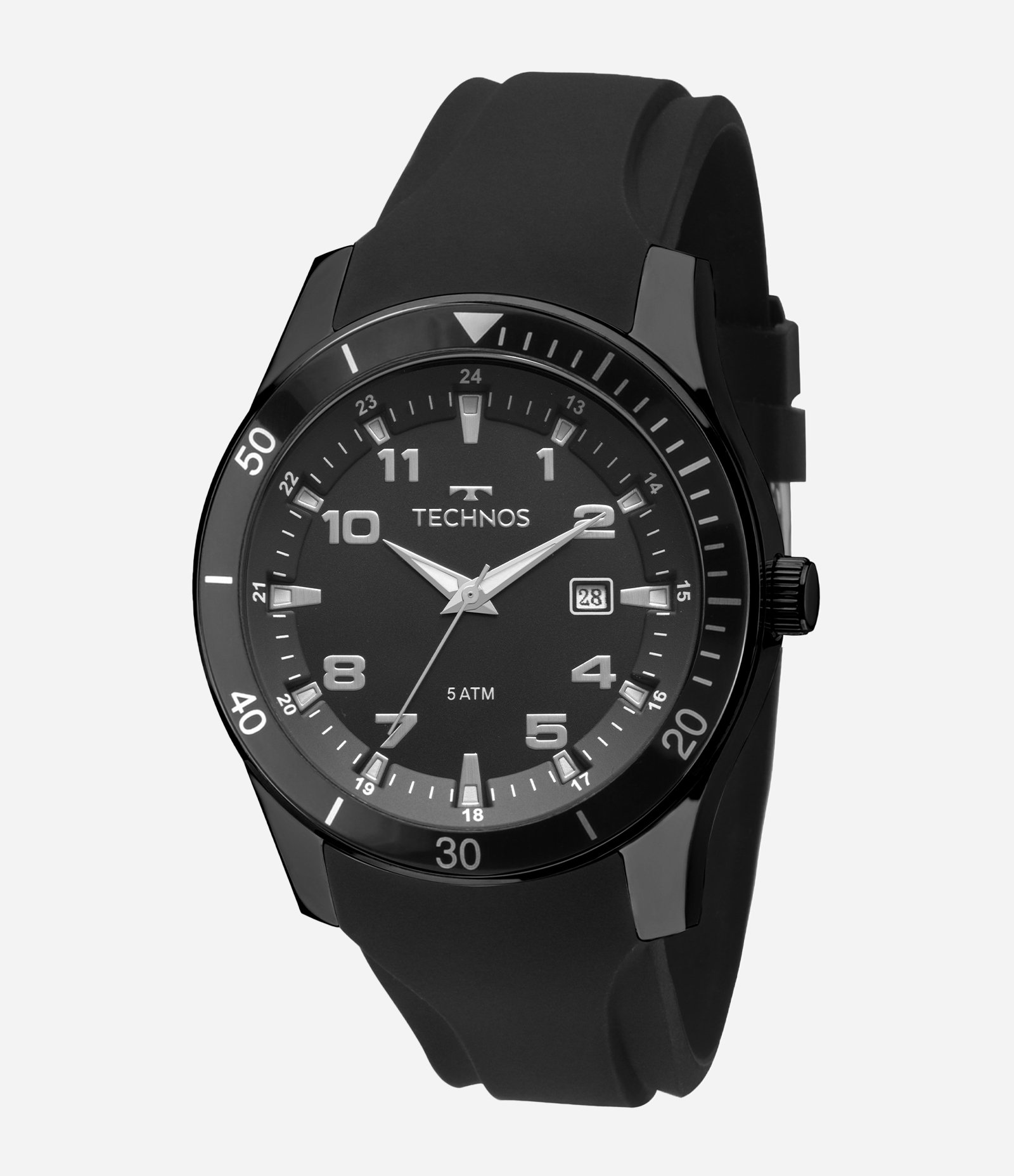 Relógio Masculino Technos Analógico com Caixa em Aço e Pulseira em Silicone Preto 1