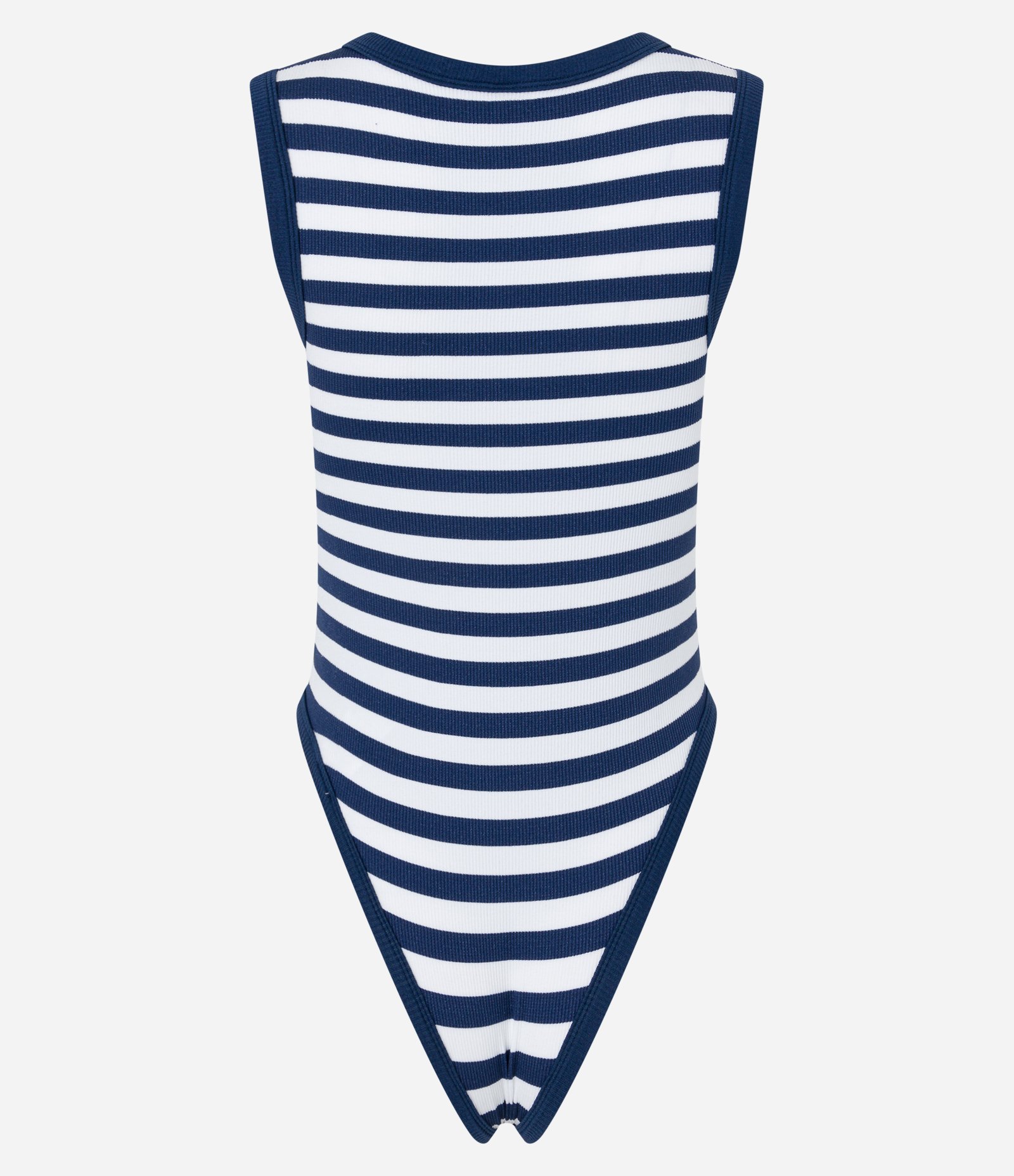 Body sem Manga em Poliamida Seamless com Decote Halter e Listras Azul Marinho 7