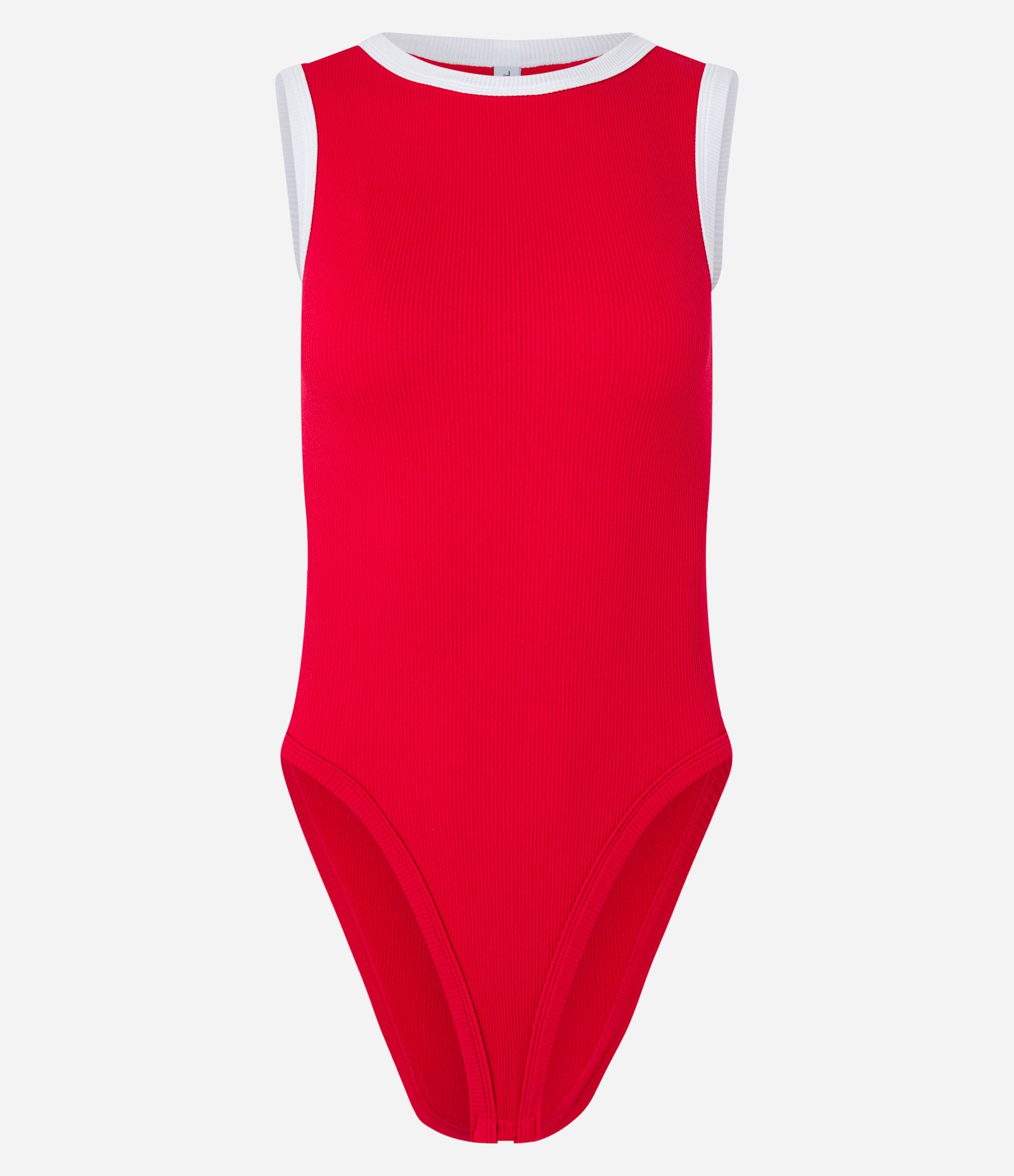 Body sem Manga em Poliamida Seamless e Detalhe Contrastante Vermelho 6