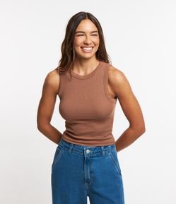 Regata Cropped Básica em Ribana Canelada