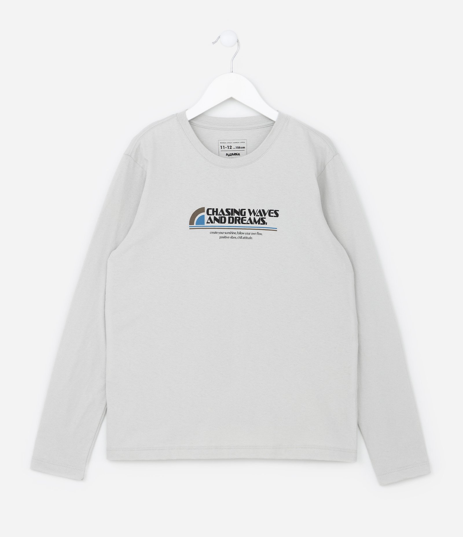 Camiseta Infantil com Estampa em Lettering - Tam 5 a 14 anos Cinza Claro 1