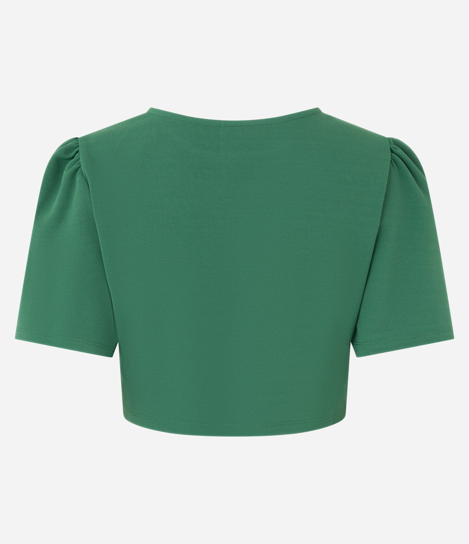 Blusa Cropped em Crepe com Manga Bufante e Detalhe Vazado Verde 5
