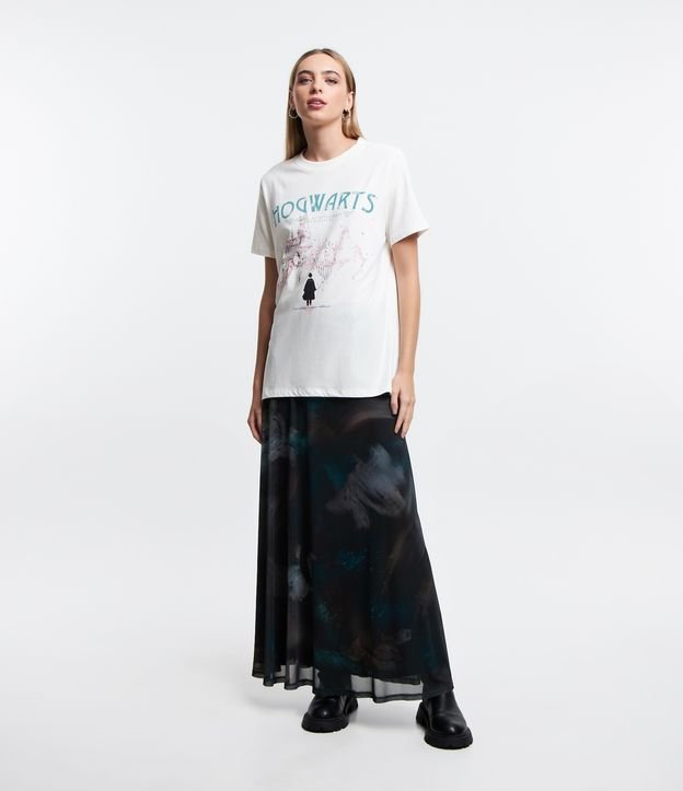 Camiseta Alongada em Algodão com Estampa Harry Potter