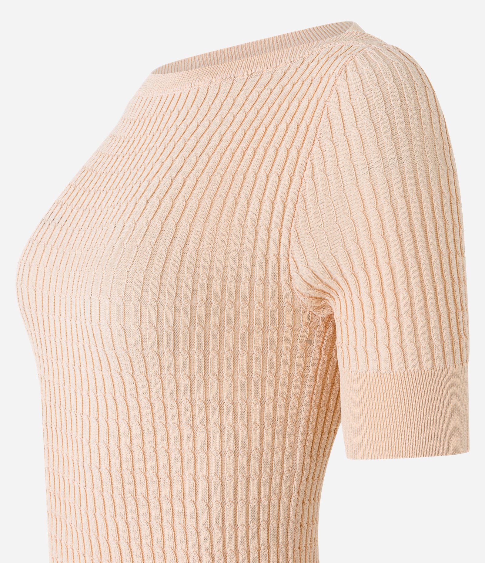 Blusa em Viscose com Recorte Oval nas Costas e Textura Canelada Bege 7