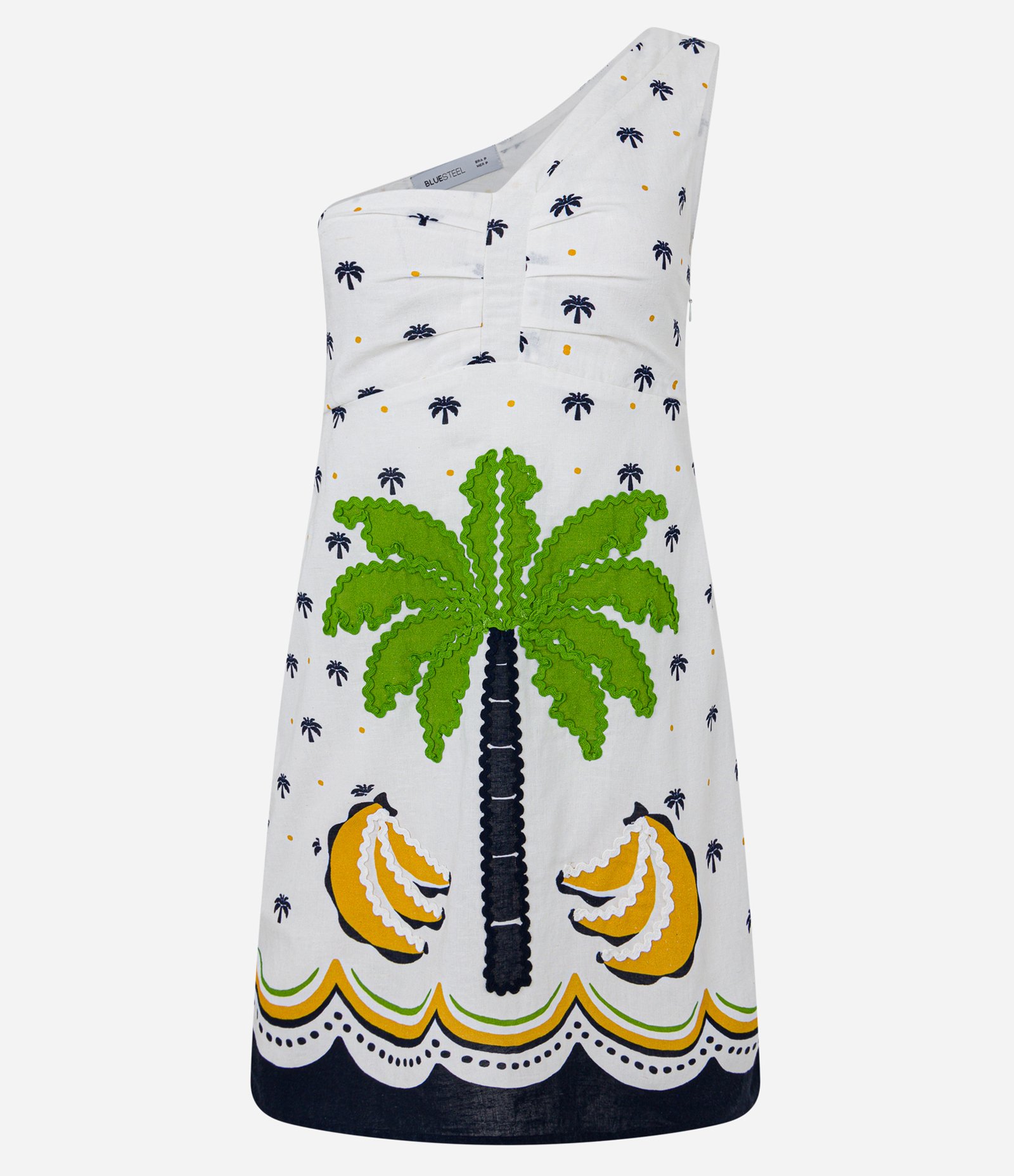 Vestido Curto em Viscose e Linho com Bordado Tropical Branco 3