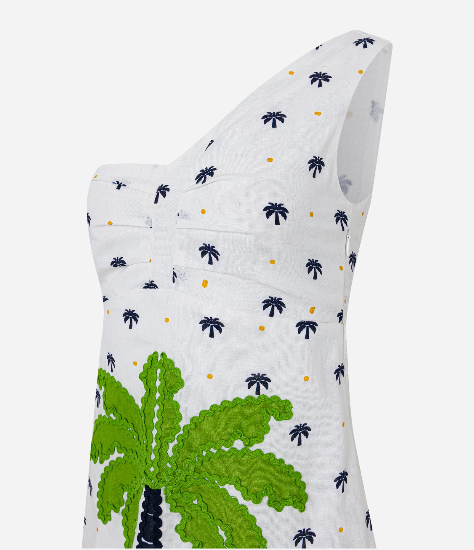 Vestido Curto em Viscose e Linho com Bordado Tropical Branco 4