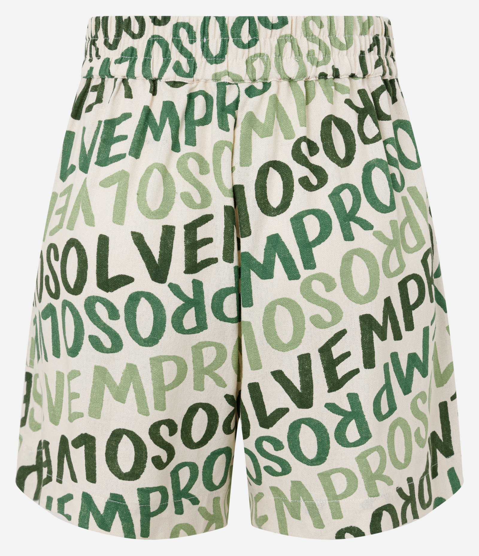 Short Curto em Viscose e Linho com Estampa em Lettering e Bolsos Aplicados Bege 6