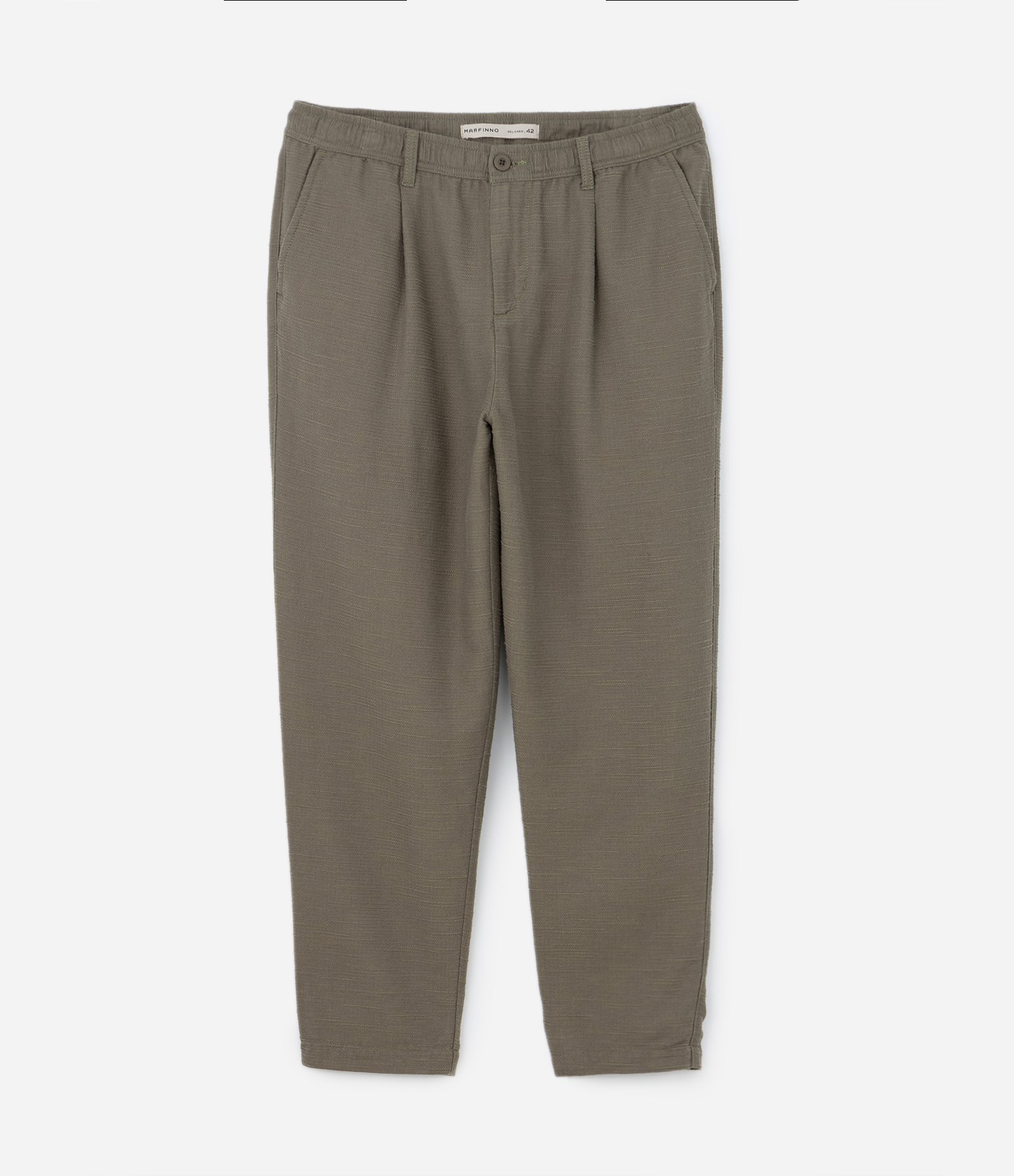 Calça Relaxed em Algodão com Textura Verde Oliva 1