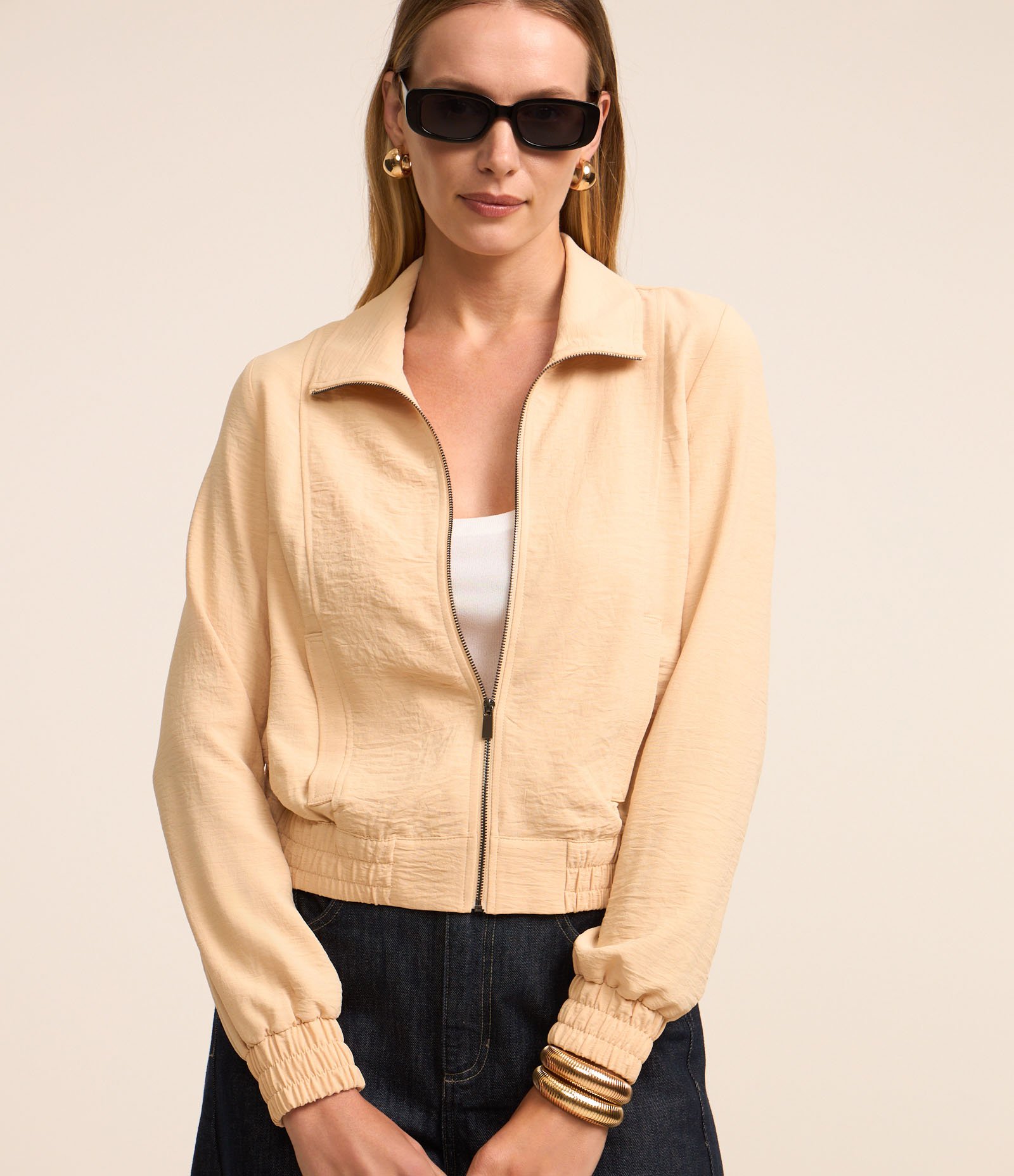 Jaqueta Bomber em Airflow com Punho e Barra Elasticos 1