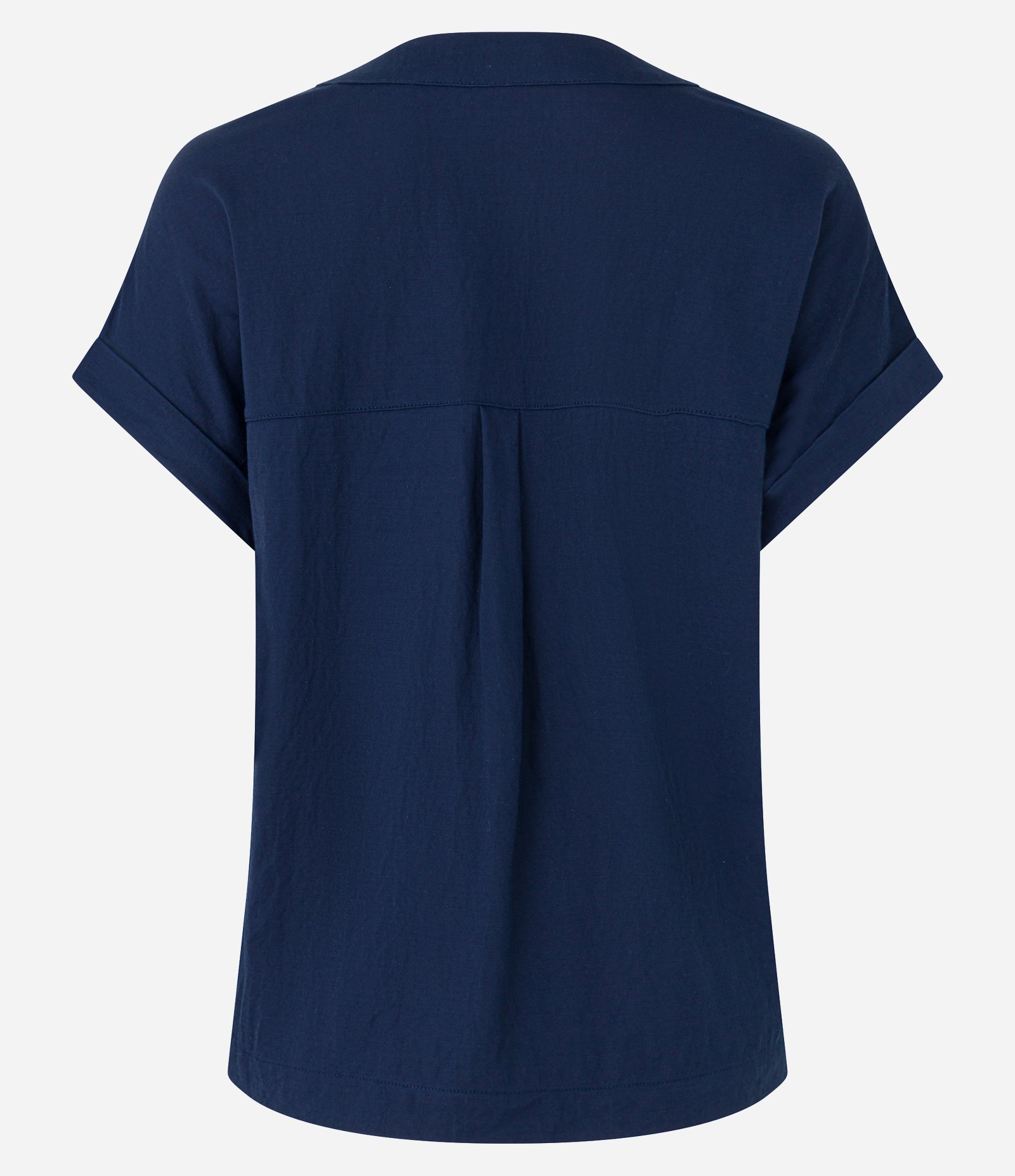Blusa em Viscose com Decote V e Manga Curta Dobrada Azul 5