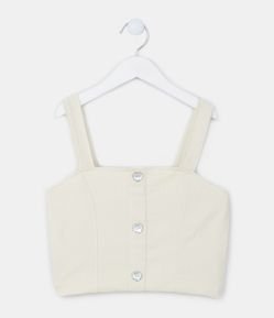 Blusinha Texturizada Infantil com Botões de Strass - Tam 5 a 14 anos