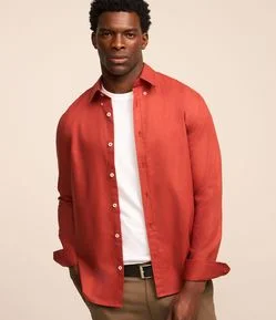 Camisa em Oxford com Abotoamento Frontal