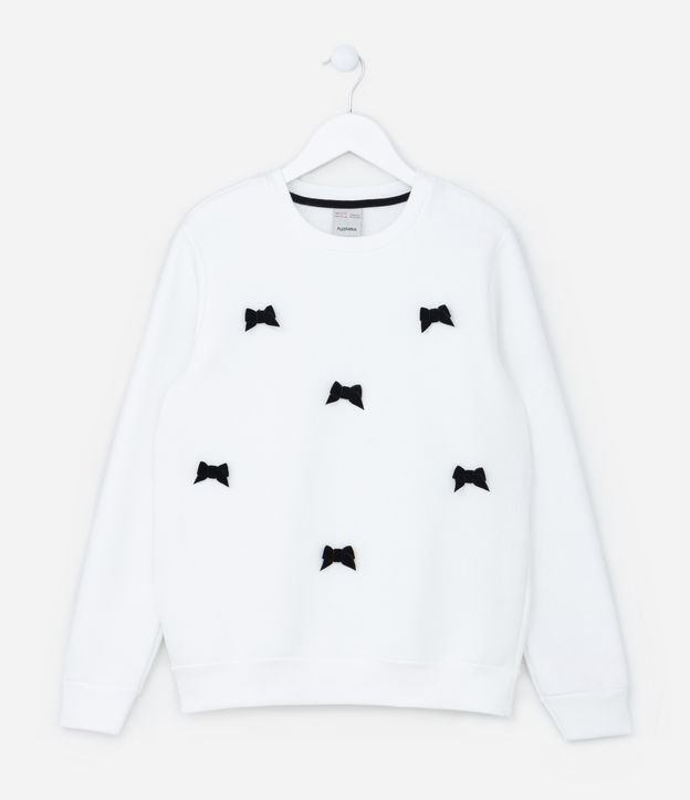 Blusão Infantil em Moletom Quentinho com Mini Laços - Tam 5 A 14 Anos