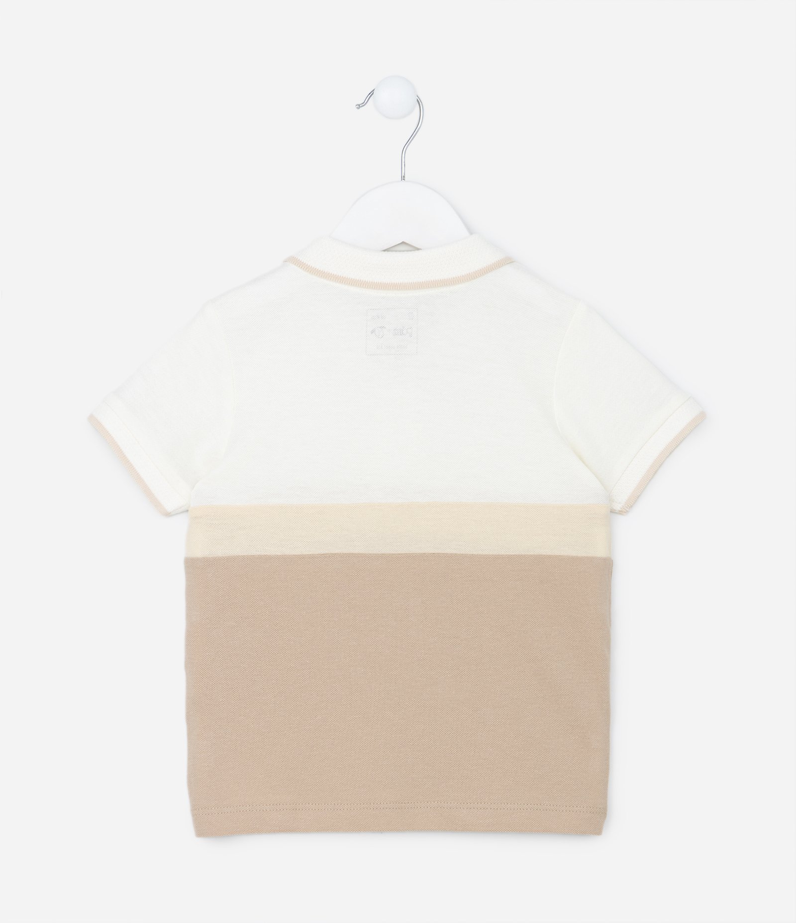 Polo Infantil em Piquet com Recortes e Zíper - Tam 1 a 5 Anos Off White/Bege 2