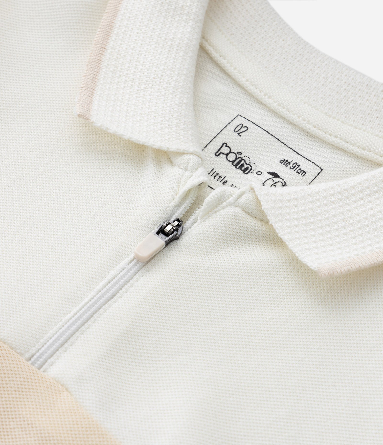 Polo Infantil em Piquet com Recortes e Zíper - Tam 1 a 5 Anos Off White/Bege 5