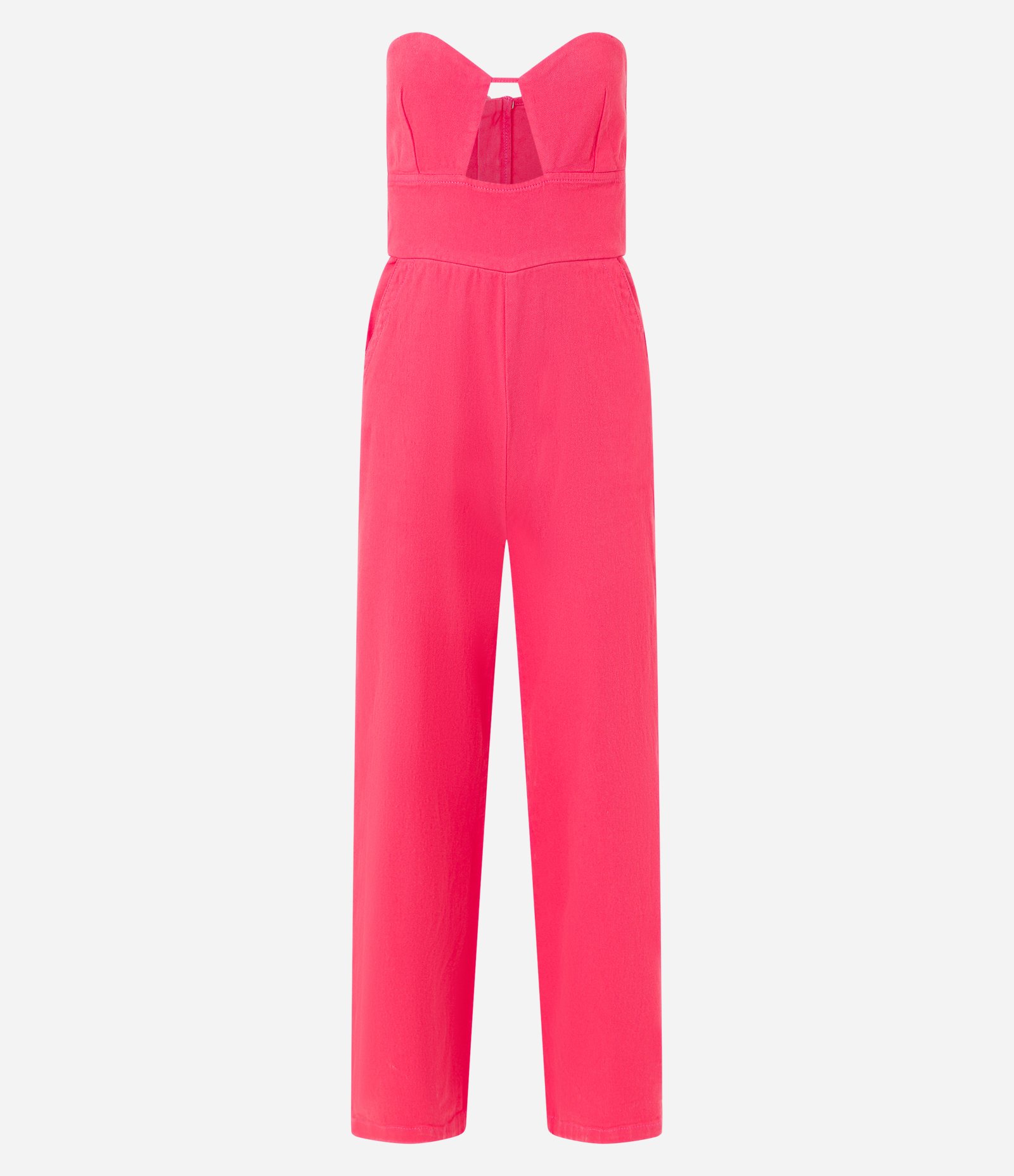 Macacão Tomara Que Caia em Sarja com Vazado Rosa 5