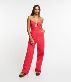 Macacão Tomara Que Caia em Sarja com Vazado