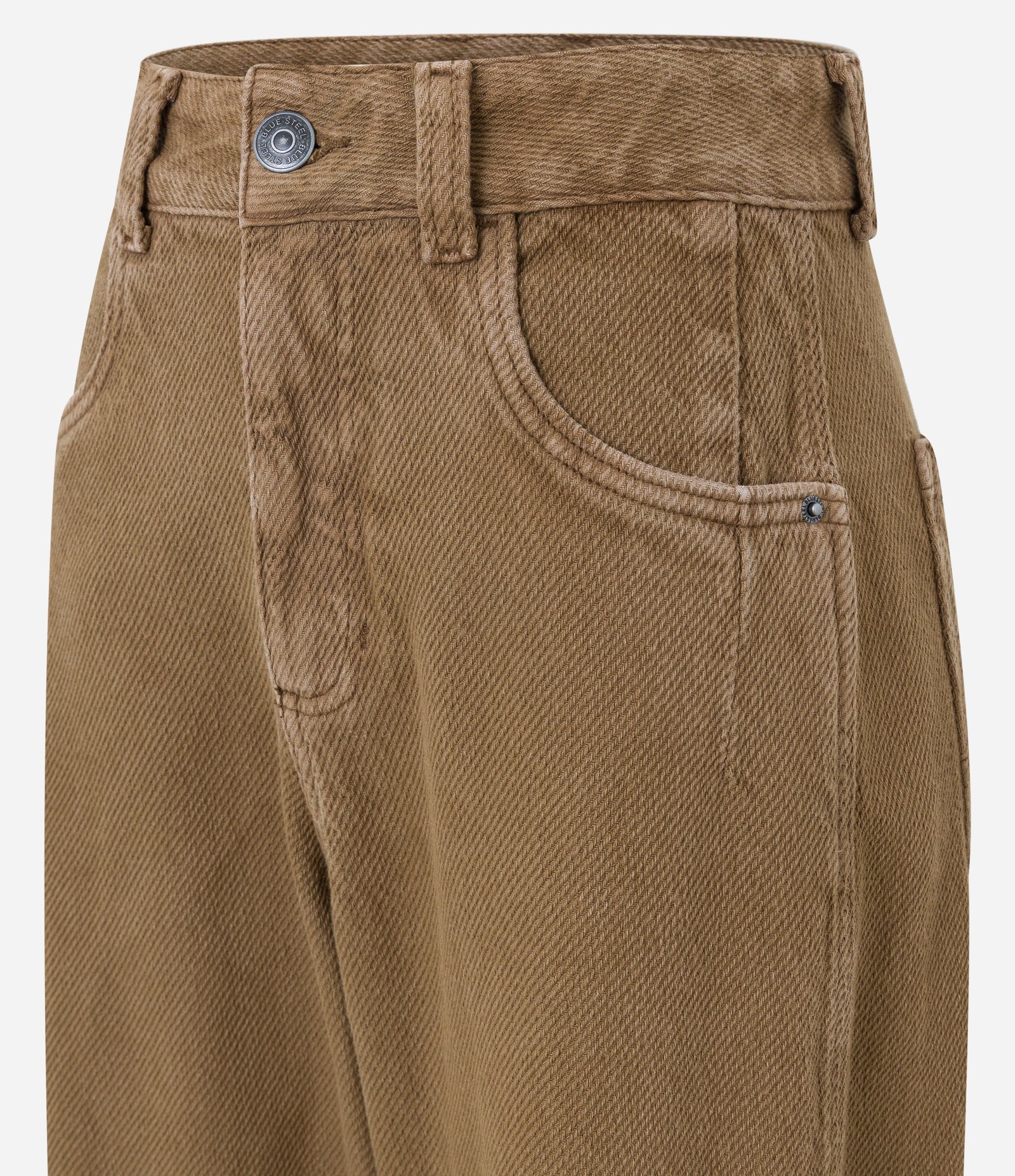 Calça Balloon Crooped Cintura Média em Sarja com Bolsos Marrom 6