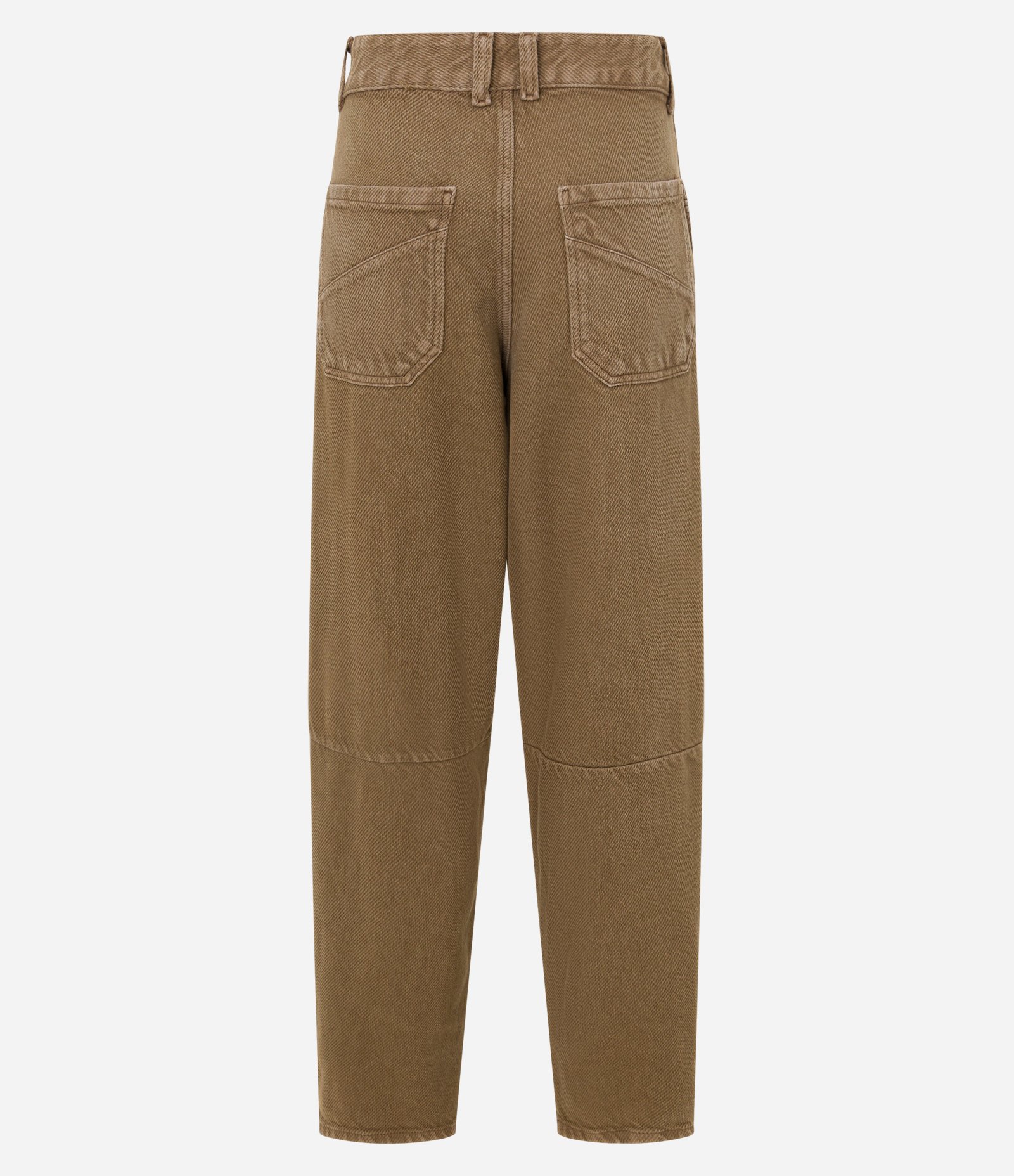 Calça Balloon Crooped Cintura Média em Sarja com Bolsos Marrom 7