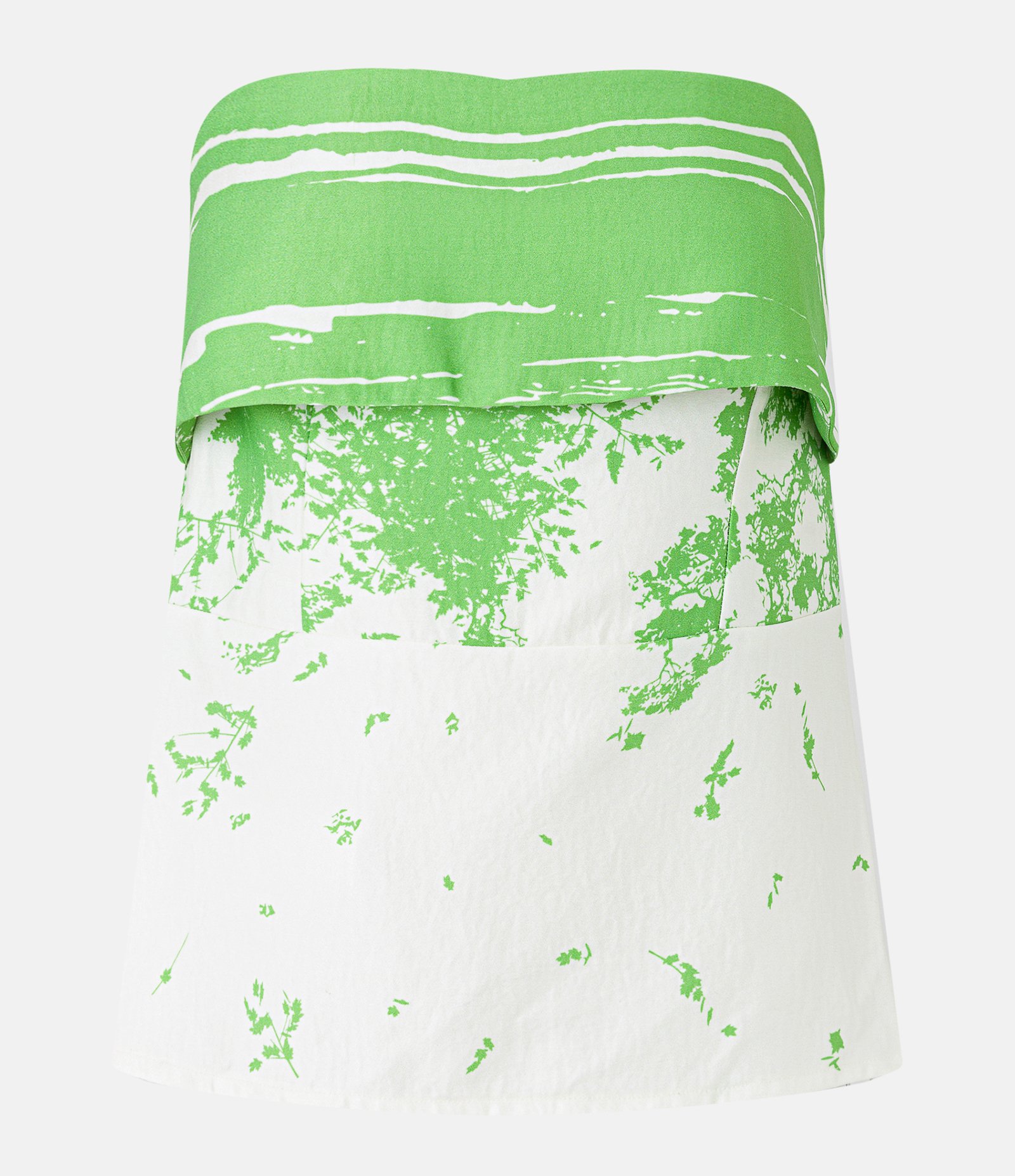 Blusa Tomara que Caia em Crepe com Lastex nas Costas Verde/ Branco 6