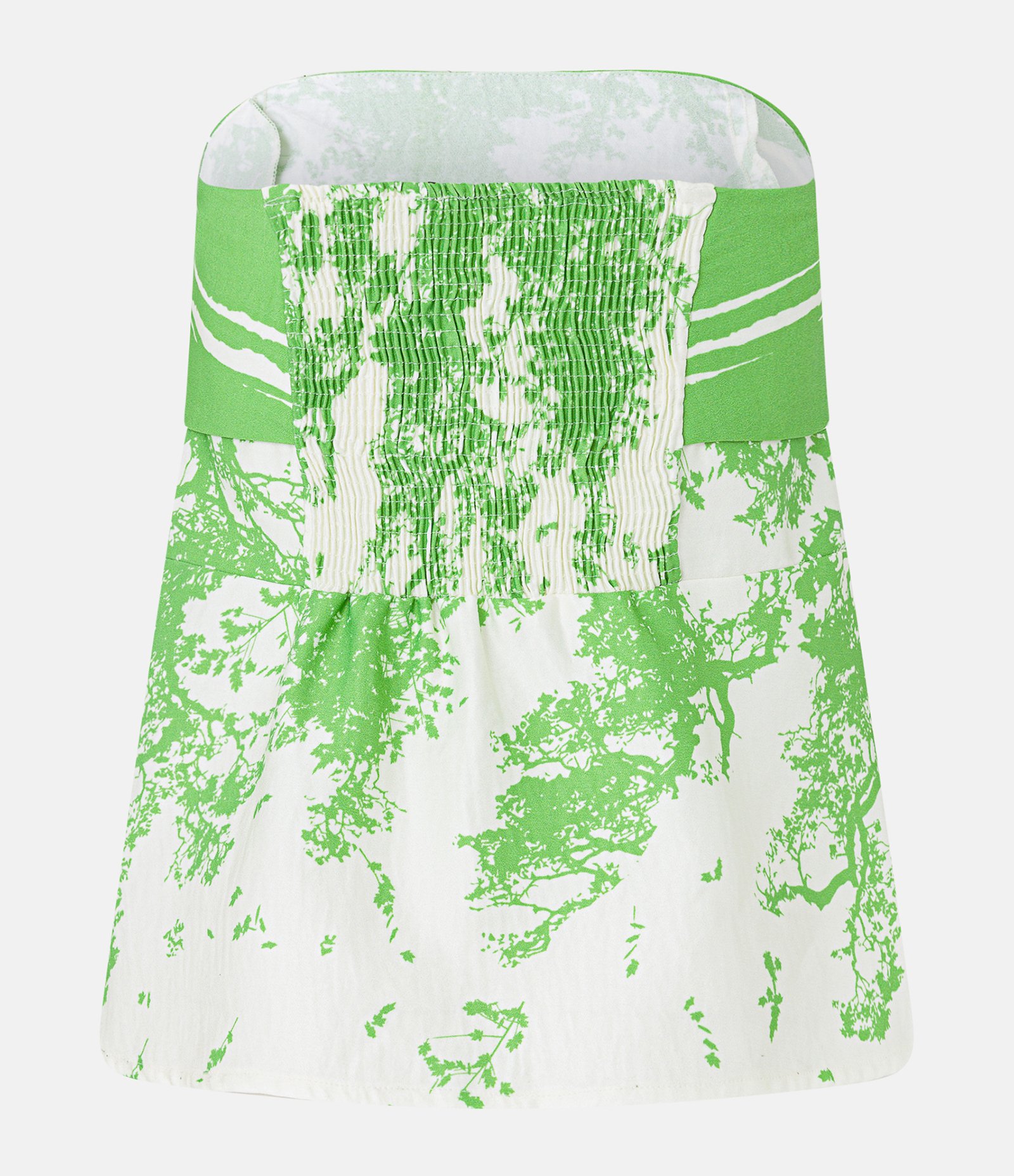 Blusa Tomara que Caia em Crepe com Lastex nas Costas Verde/ Branco 7