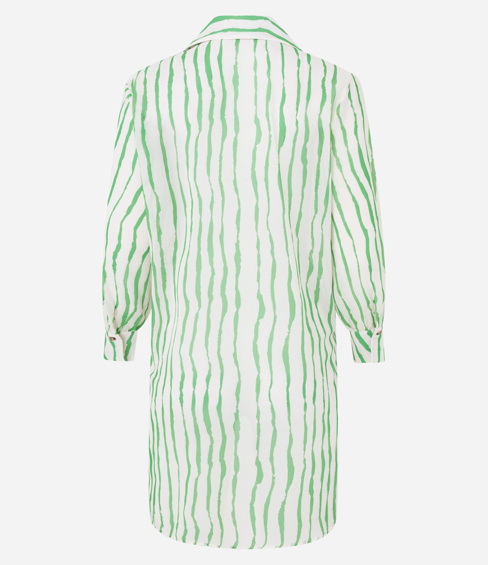 Camisa em Crepe com Barra Alongada nas Costas Verde/ Off White 7