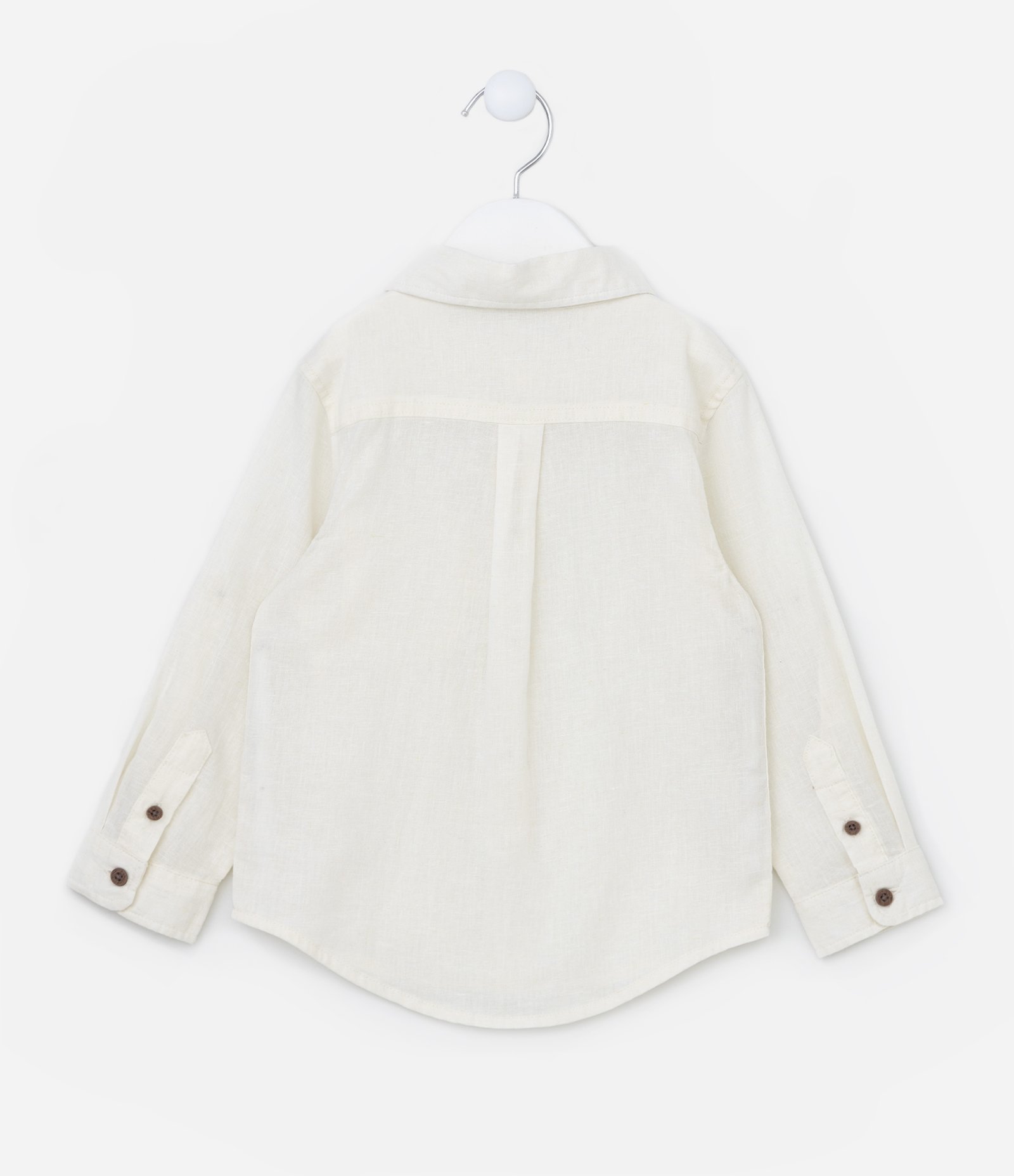 Camisa Infantil Linho com Bolsinho e Botões - Tam 1 a 4 Anos Branco 2
