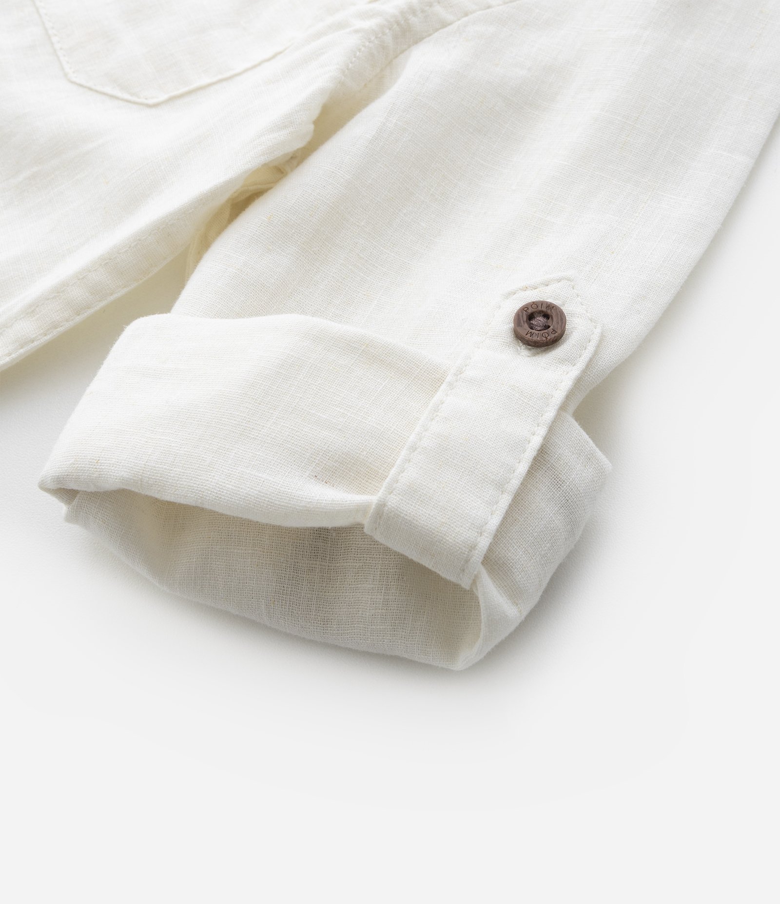 Camisa Infantil Linho com Bolsinho e Botões - Tam 1 a 4 Anos Branco 4