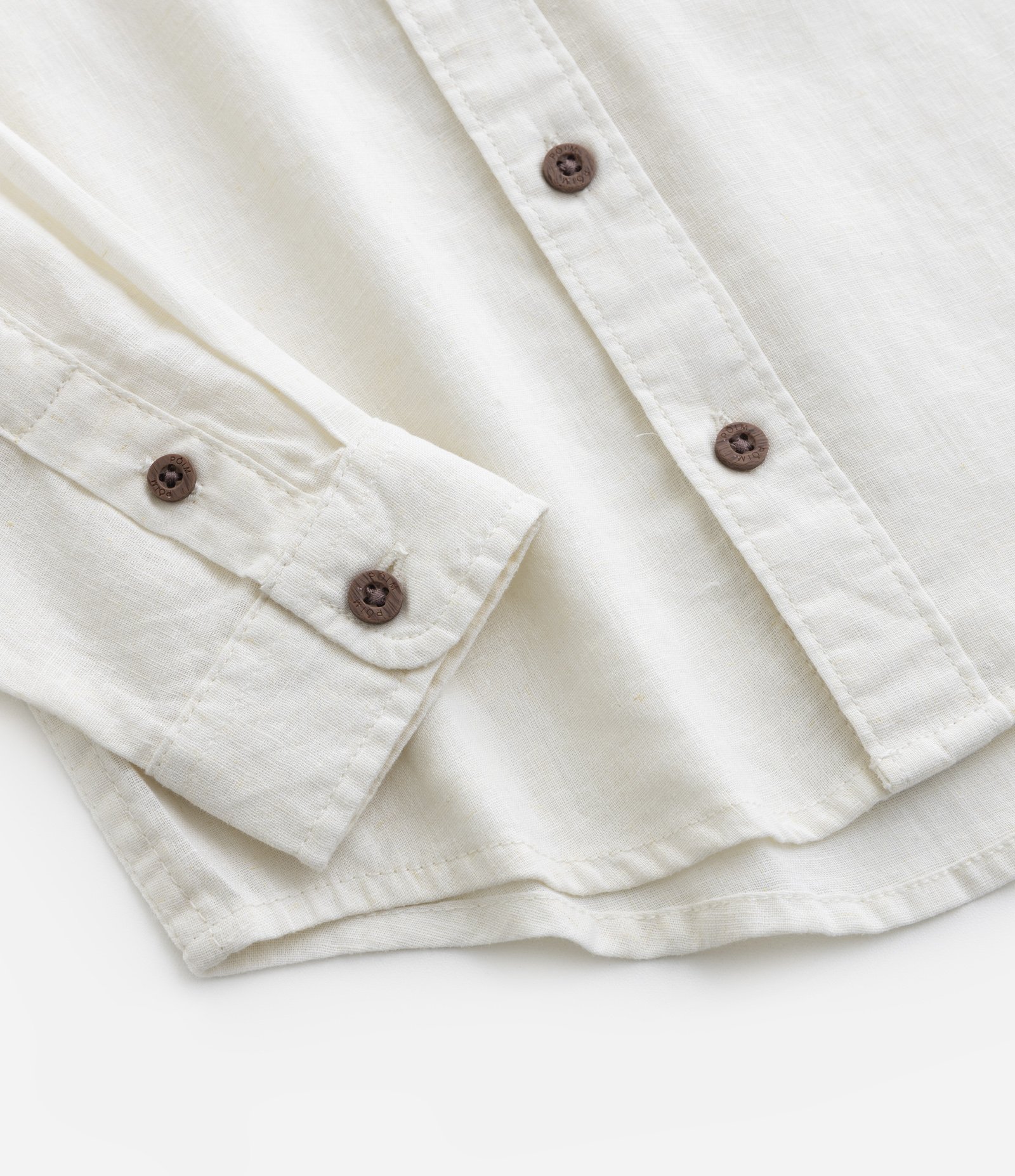 Camisa Infantil Linho com Bolsinho e Botões - Tam 1 a 4 Anos Branco 5